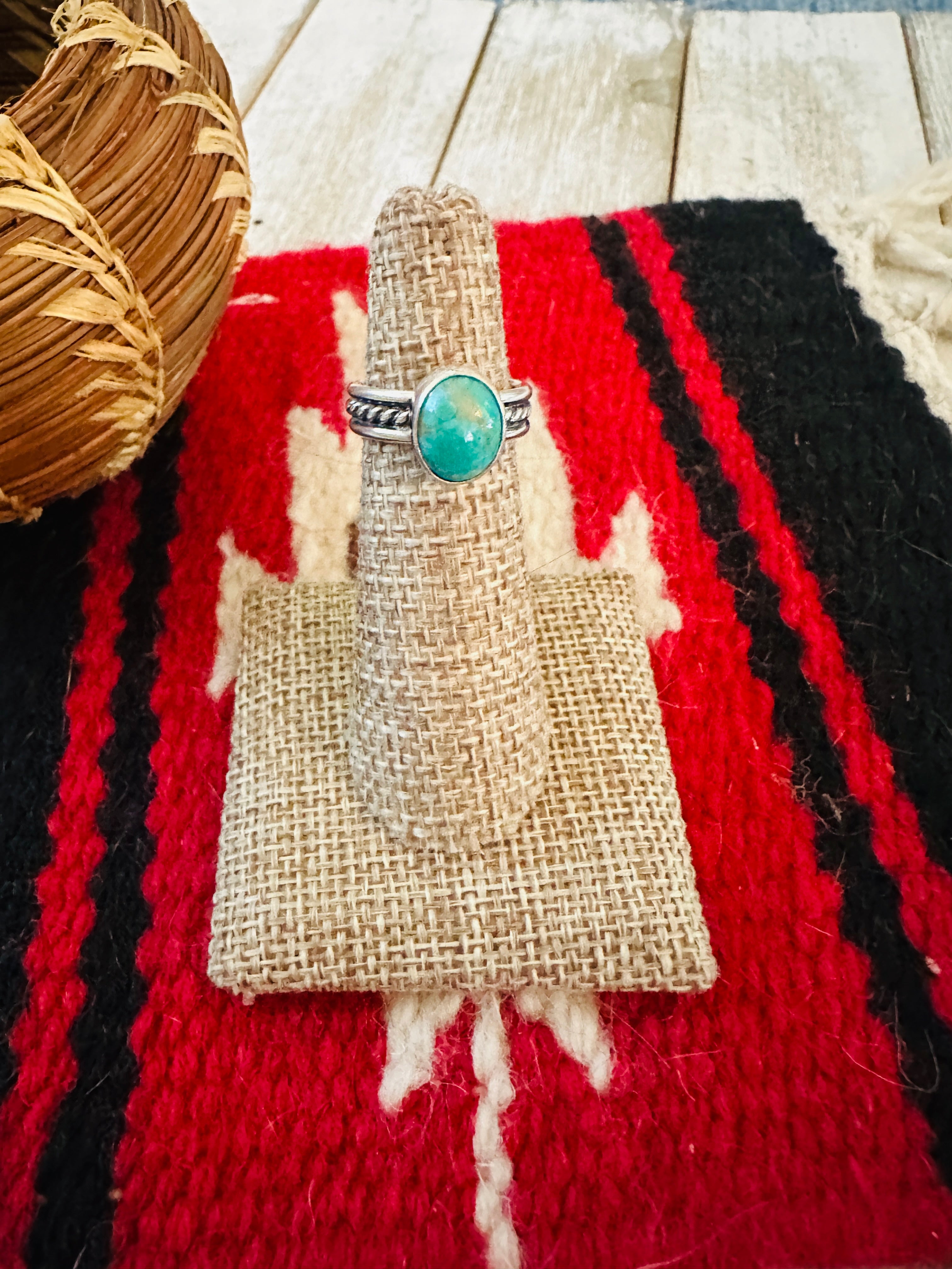 Navajo Turquoise & Sterling Silver Ring Size 4.5