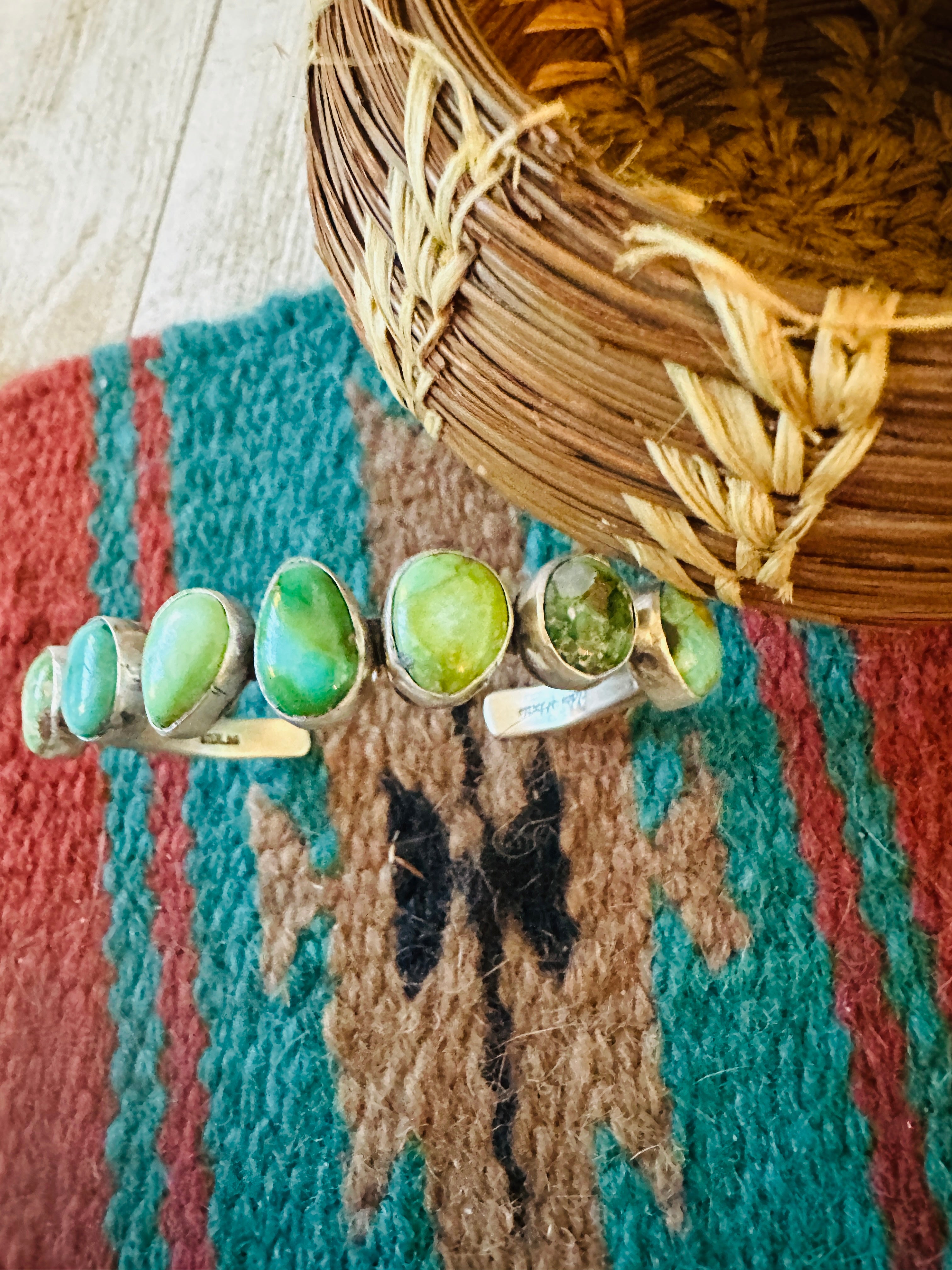Handcrafted Sonoran Mountain Turquoise & Sterling Silver Cuff Bracelet