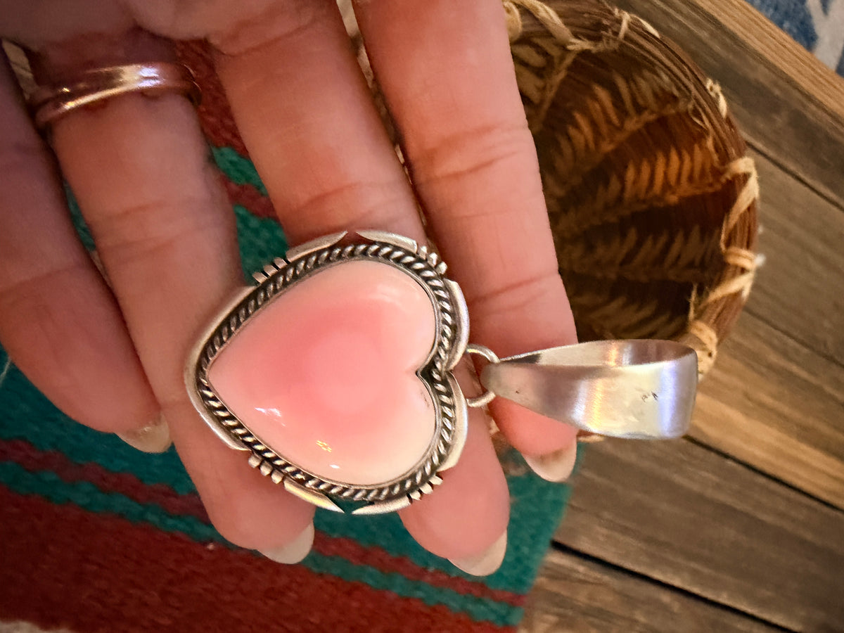 Handcrafted Sterling Silver & Queen Pink Conch Heart Pendant by Jon McCray