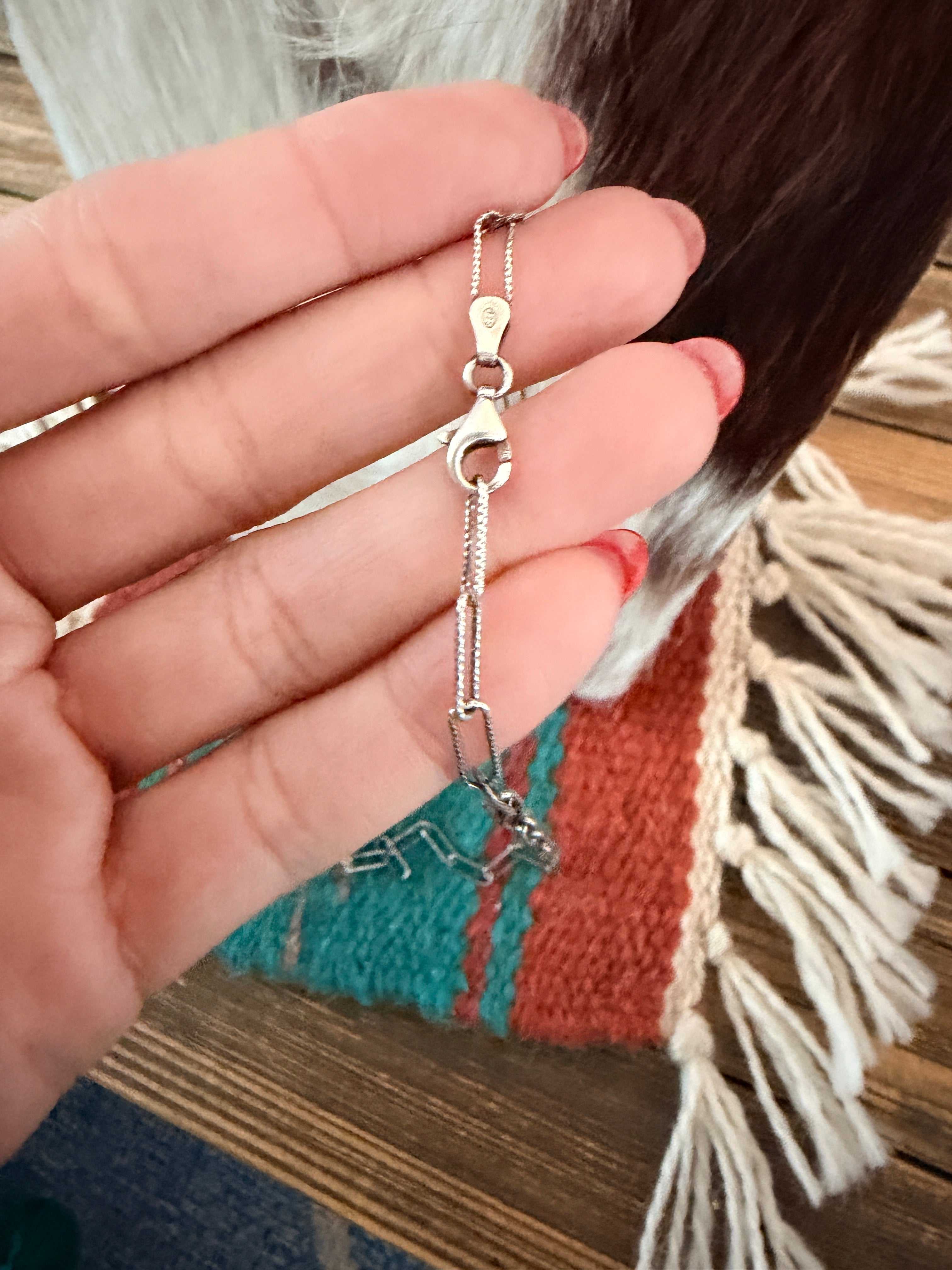 Handmade Sterling Silver & Tyrone Turquoise Necklace