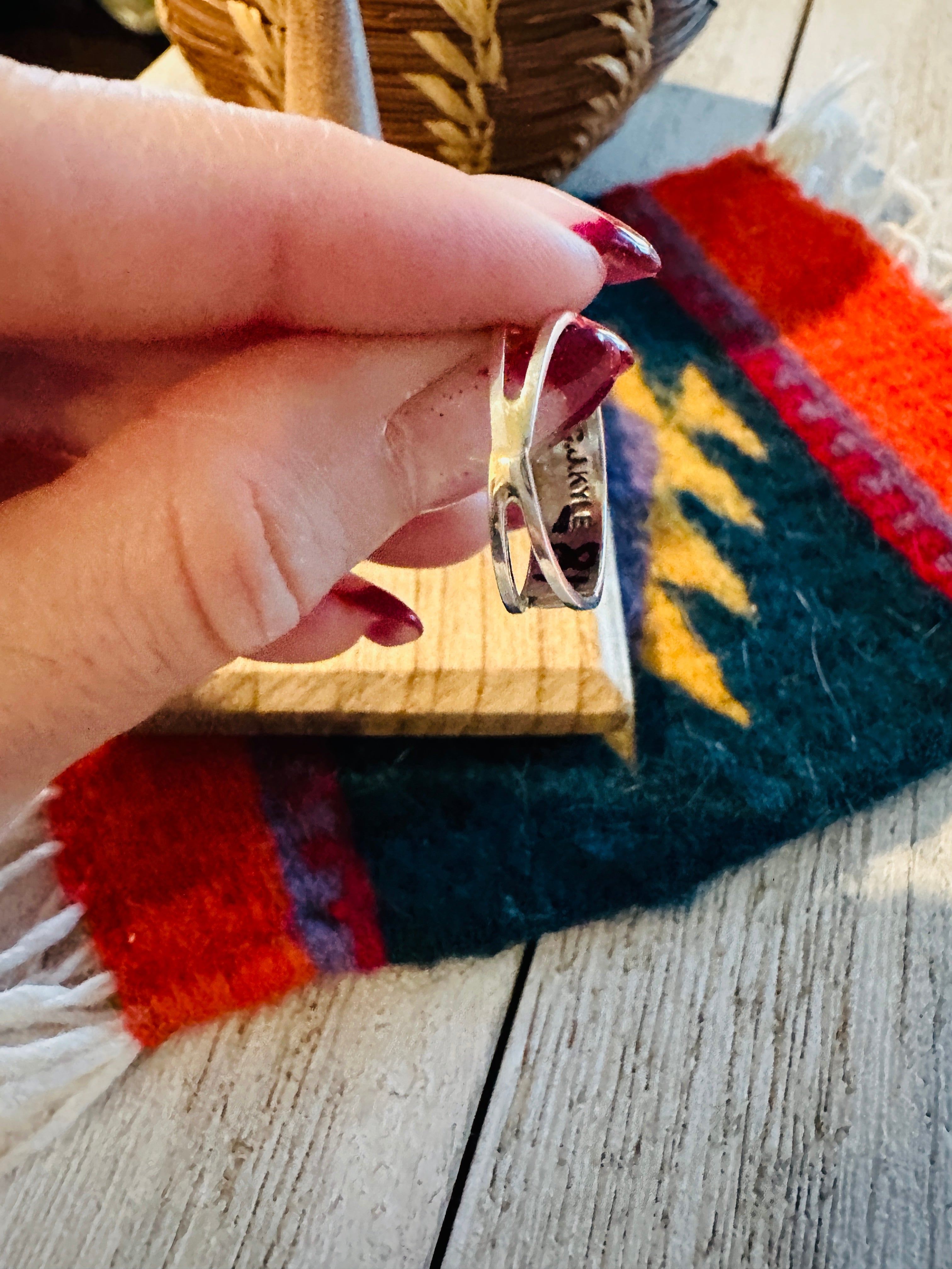 Handcrafted Sterling Silver & Pink Opal Inlay 4 Stone Band Ring