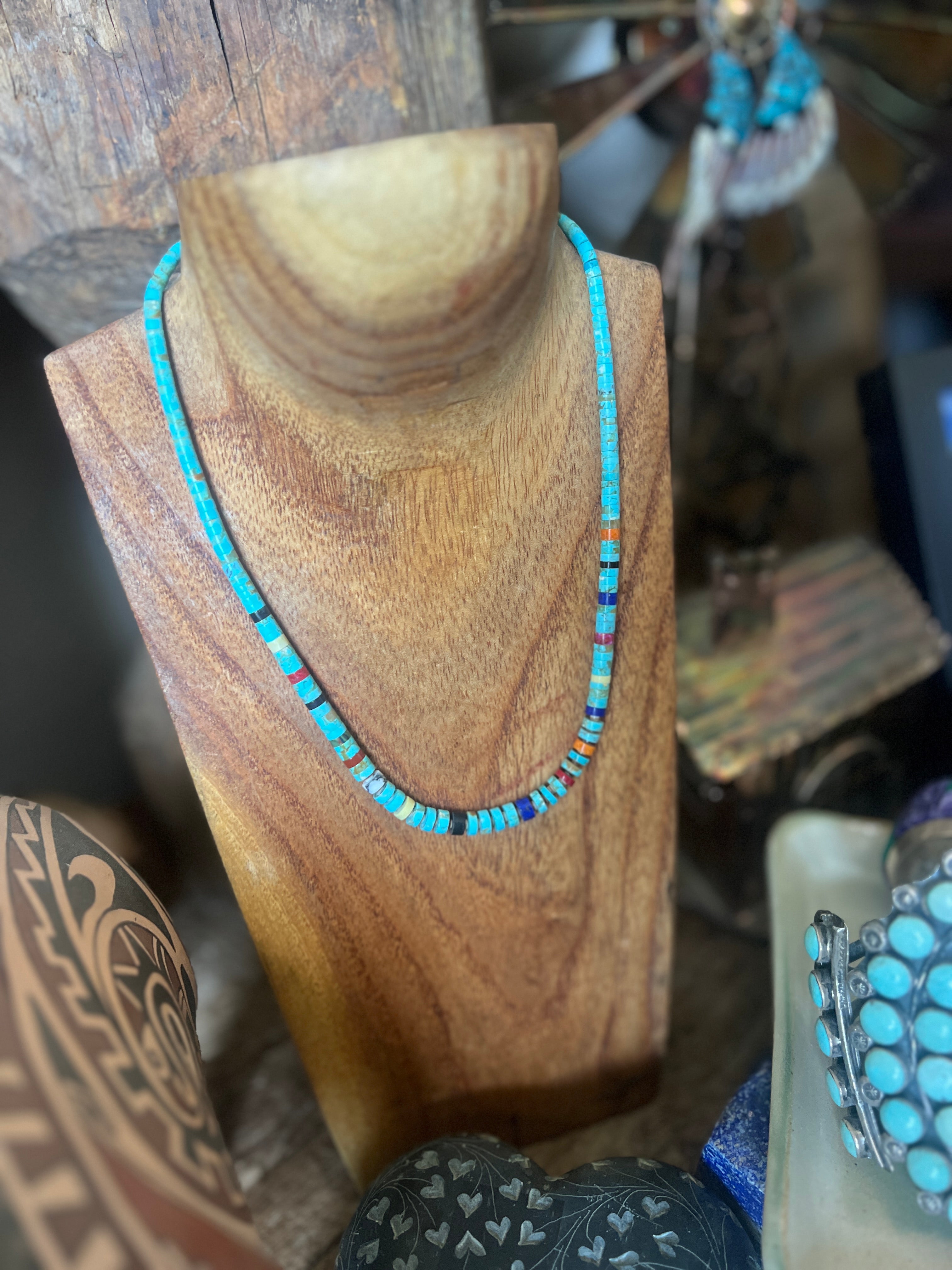 Ronald Chavez Handcrafted Multistone Graduated Heishi Bead Necklace, 19-1/4 inches