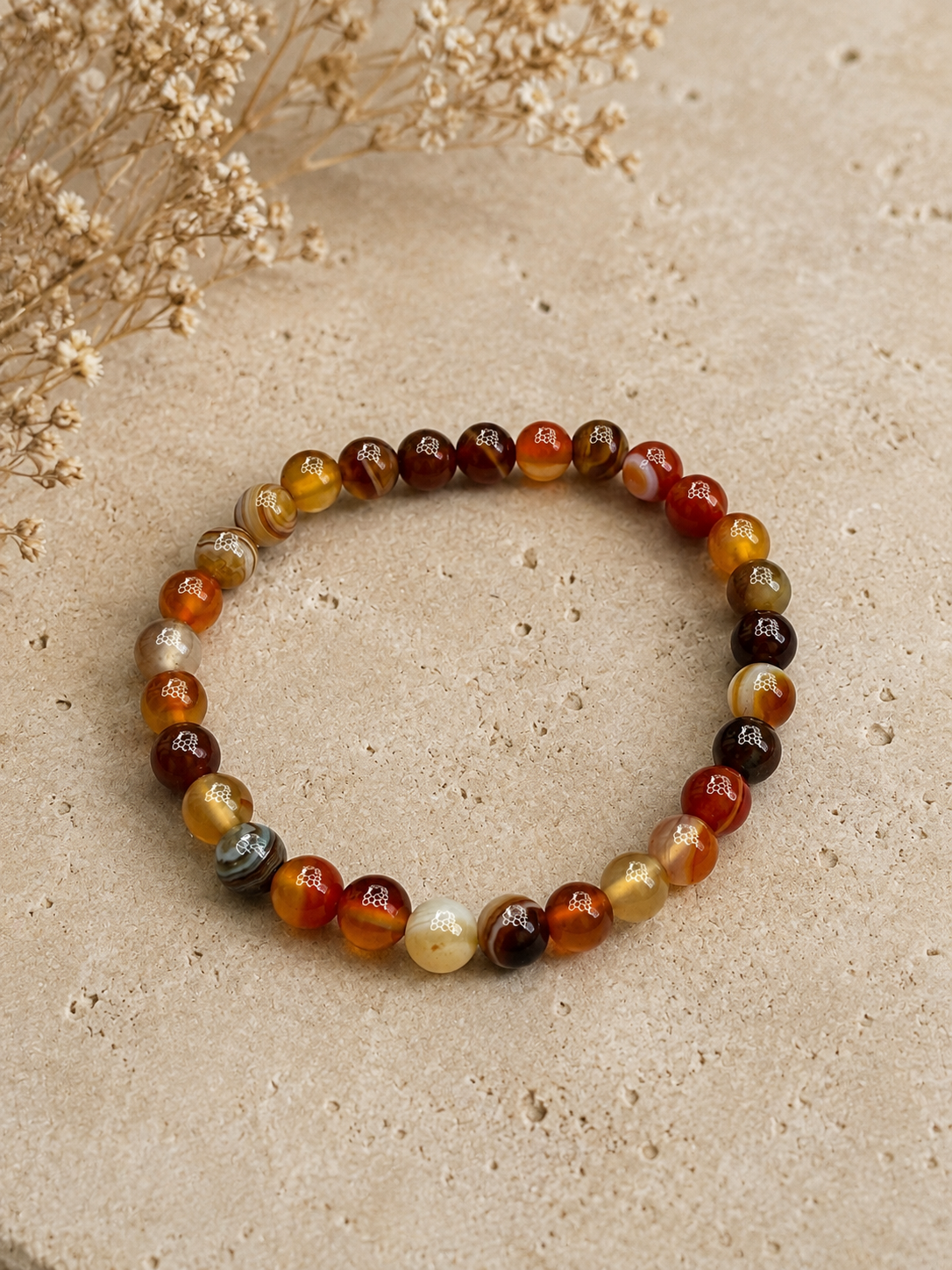 Red Agate 6mm beaded stretch bracelet