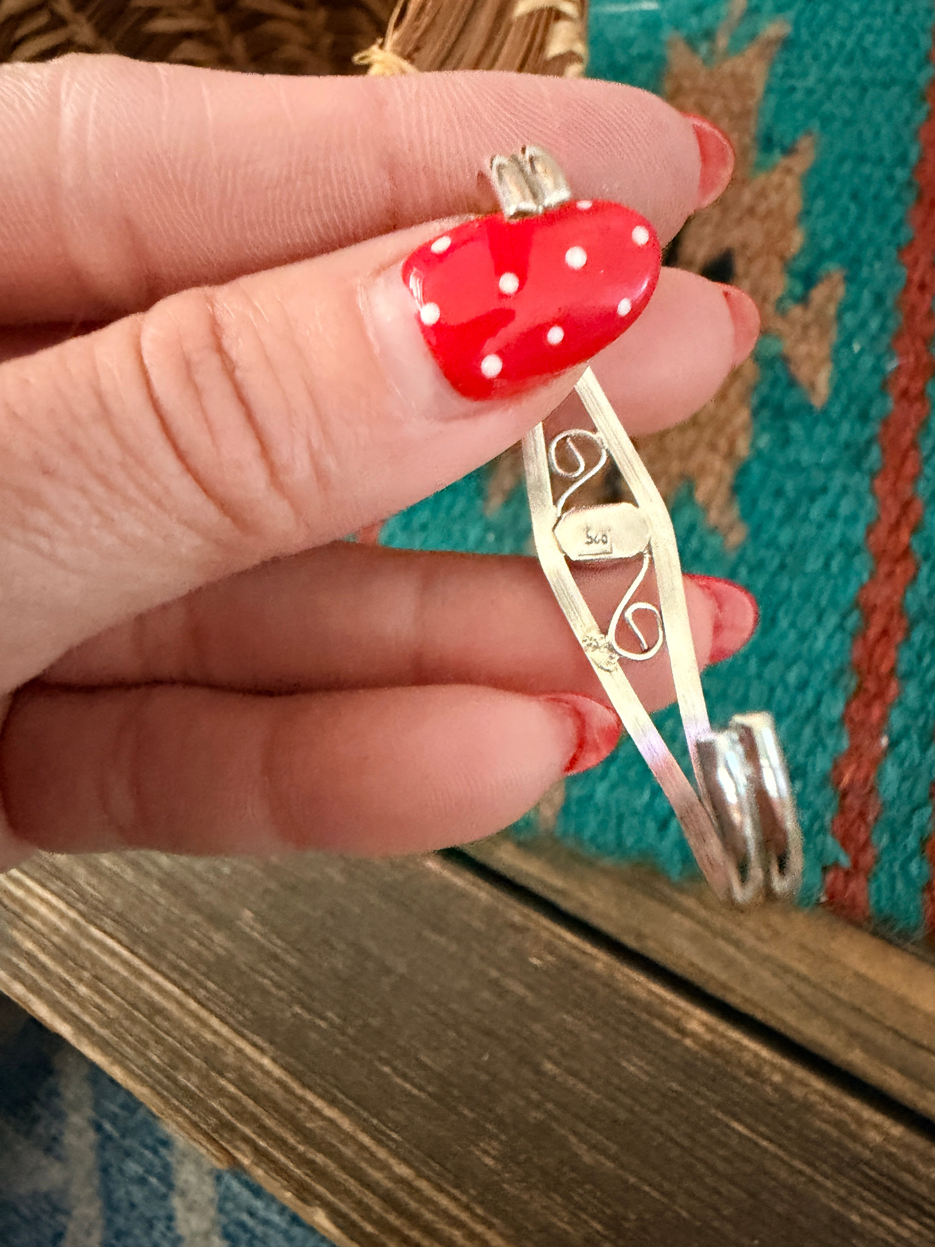 Handcrafted Turquoise & Sterling Silver Baby Cuff Bracelet