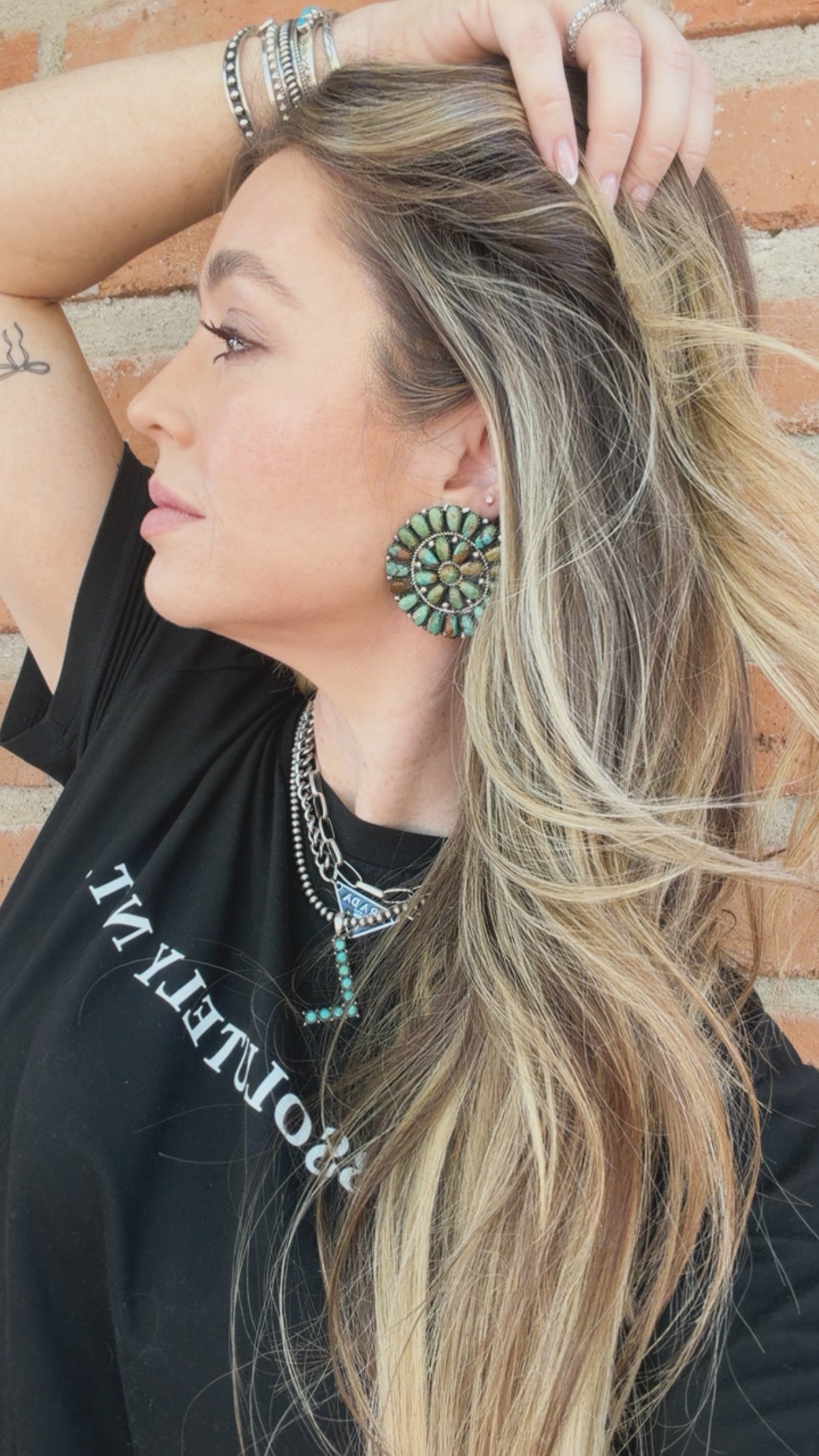 Handcrafted Sterling Silver & Turquoise Cluster Post Earrings MORE GREEN