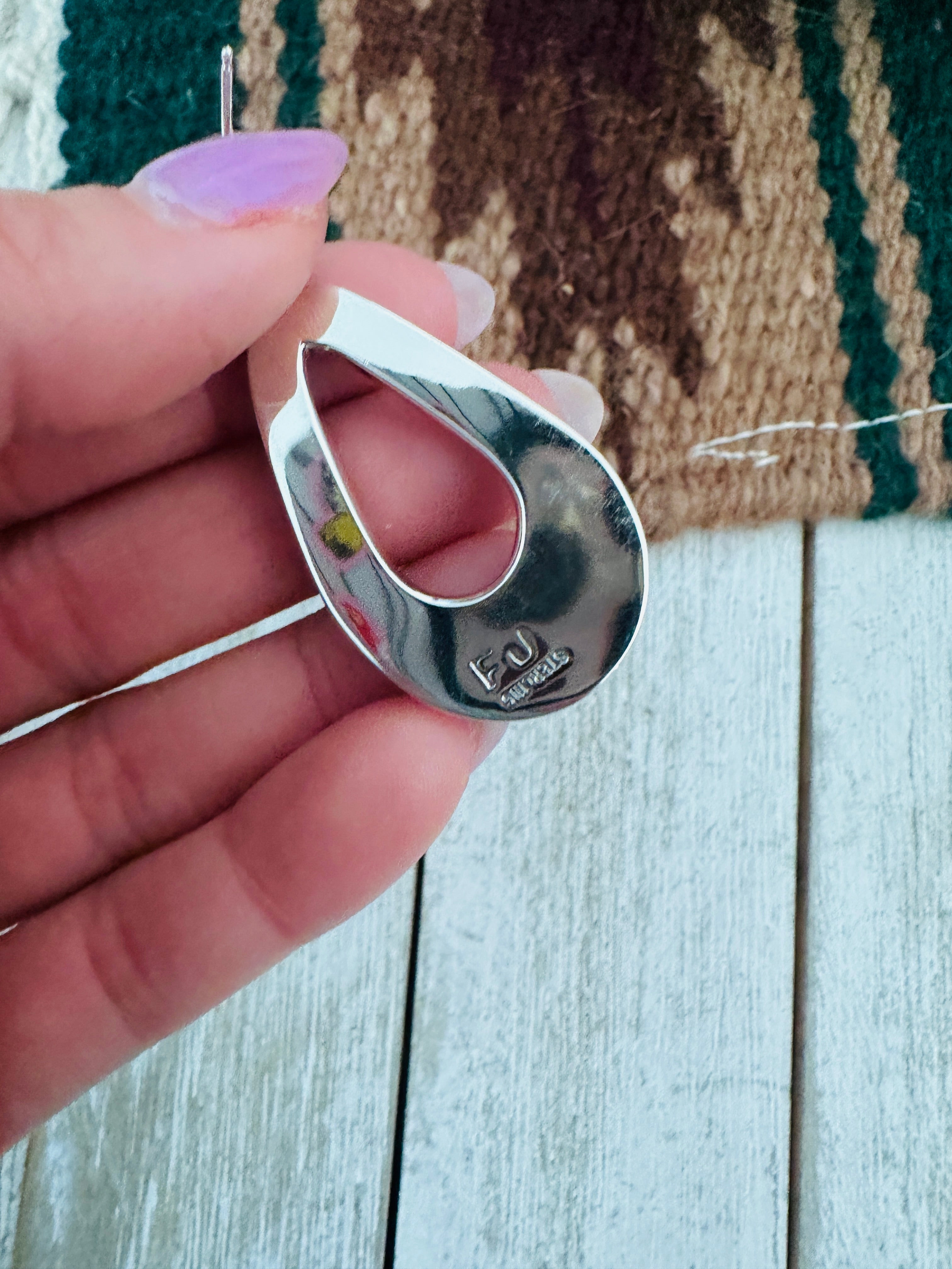 Handcrafted Sonoran Gold Turquoise & Sterling Silver Dangle Earrings Signed