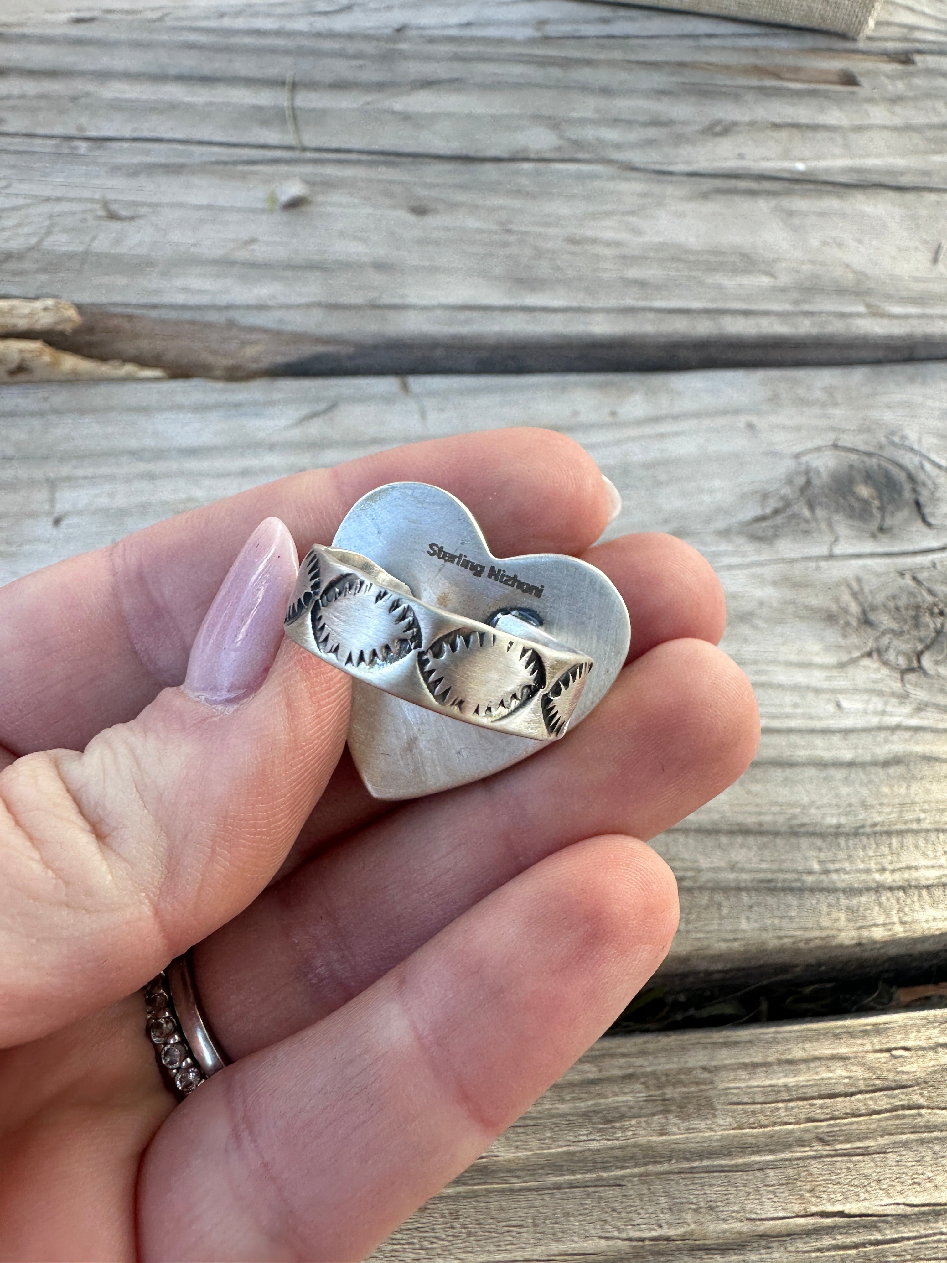 Beautiful Handmade Dahlia Rose And Sterling Silver Adjustable Heart Ring