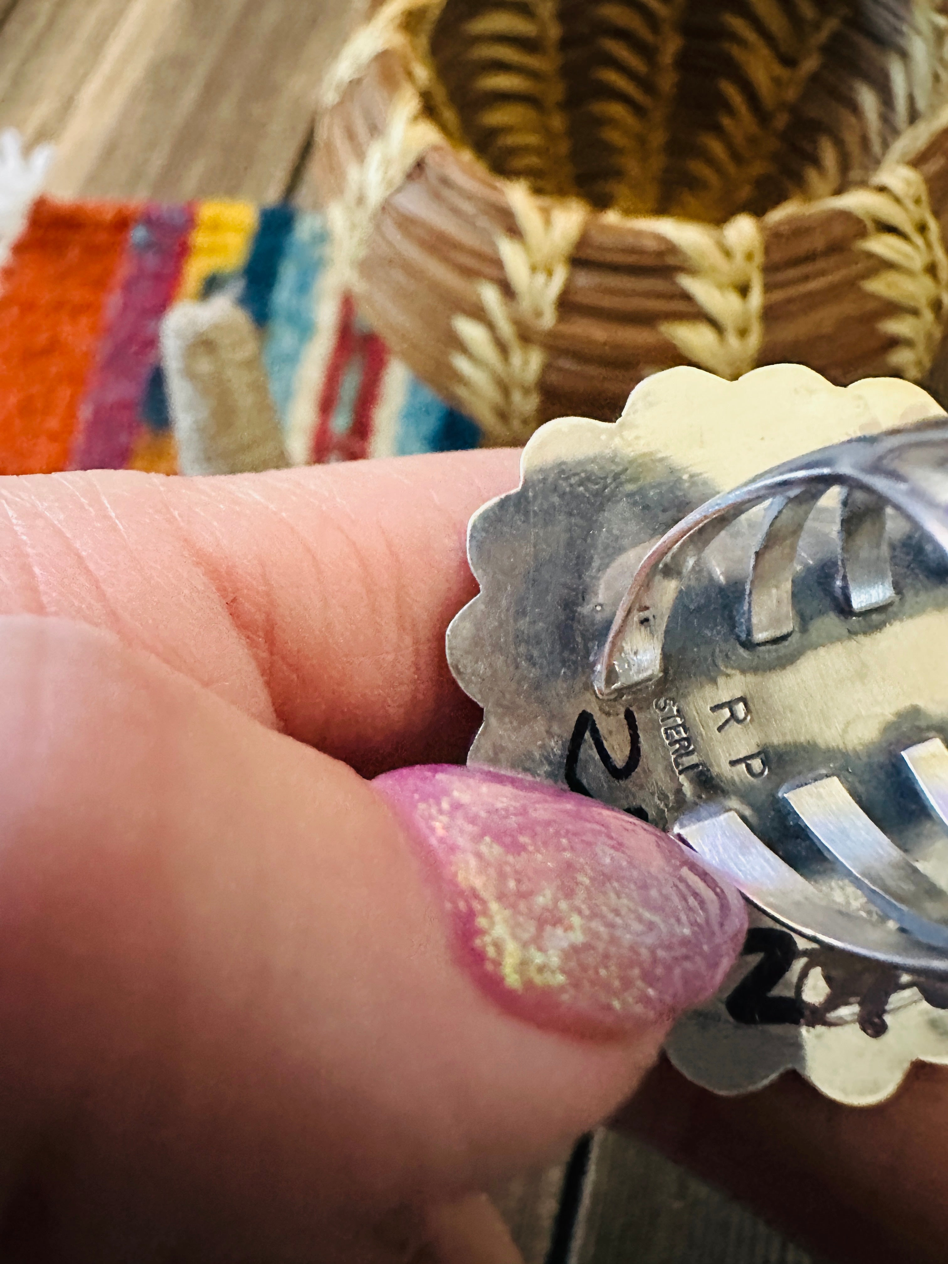 Handcrafted Turquoise & Sterling Silver Ring 7 by Rosella Paxson