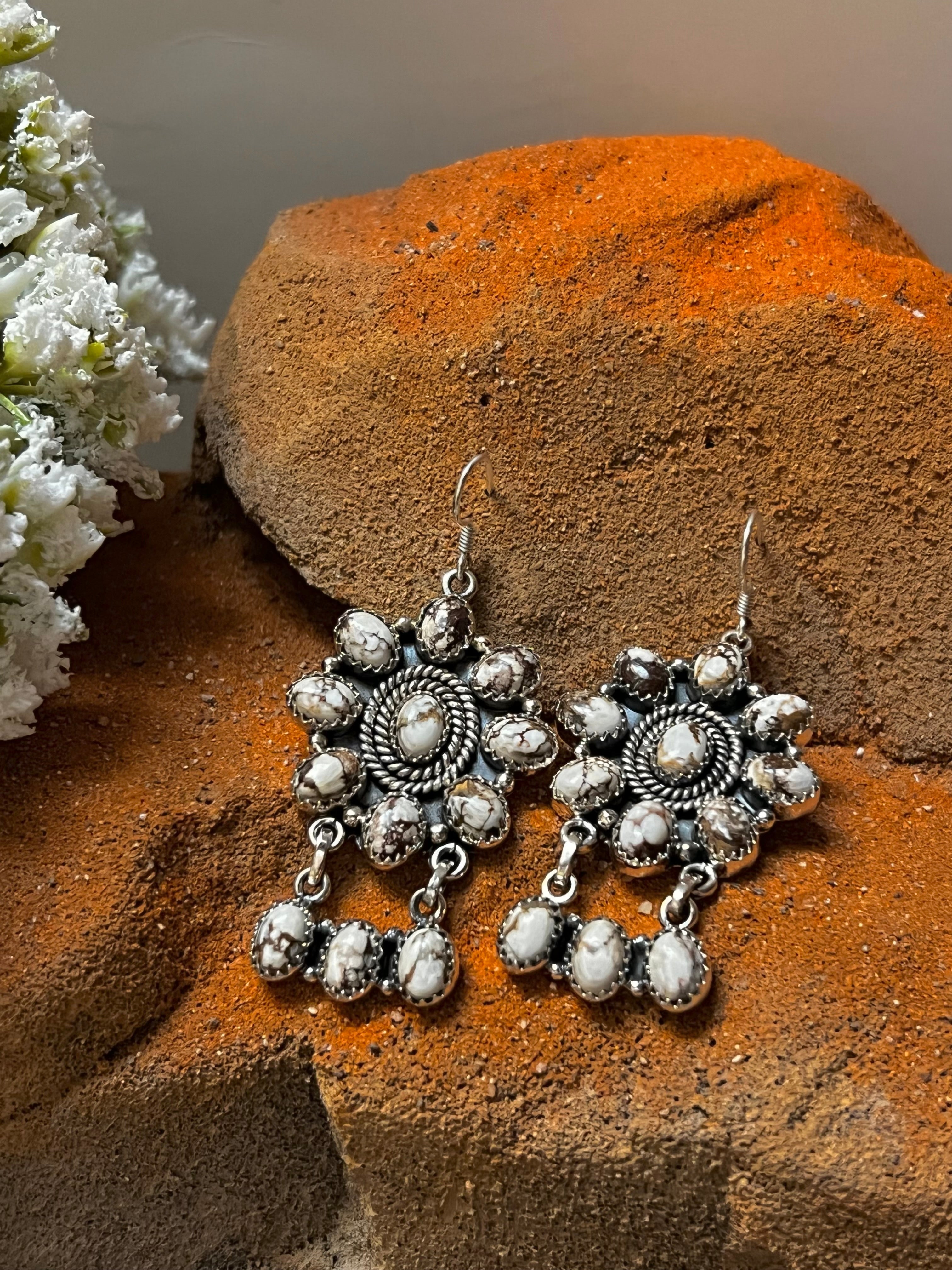 Handmade Wild Horse Cluster Dangle Sterling Silver Wire Earrings