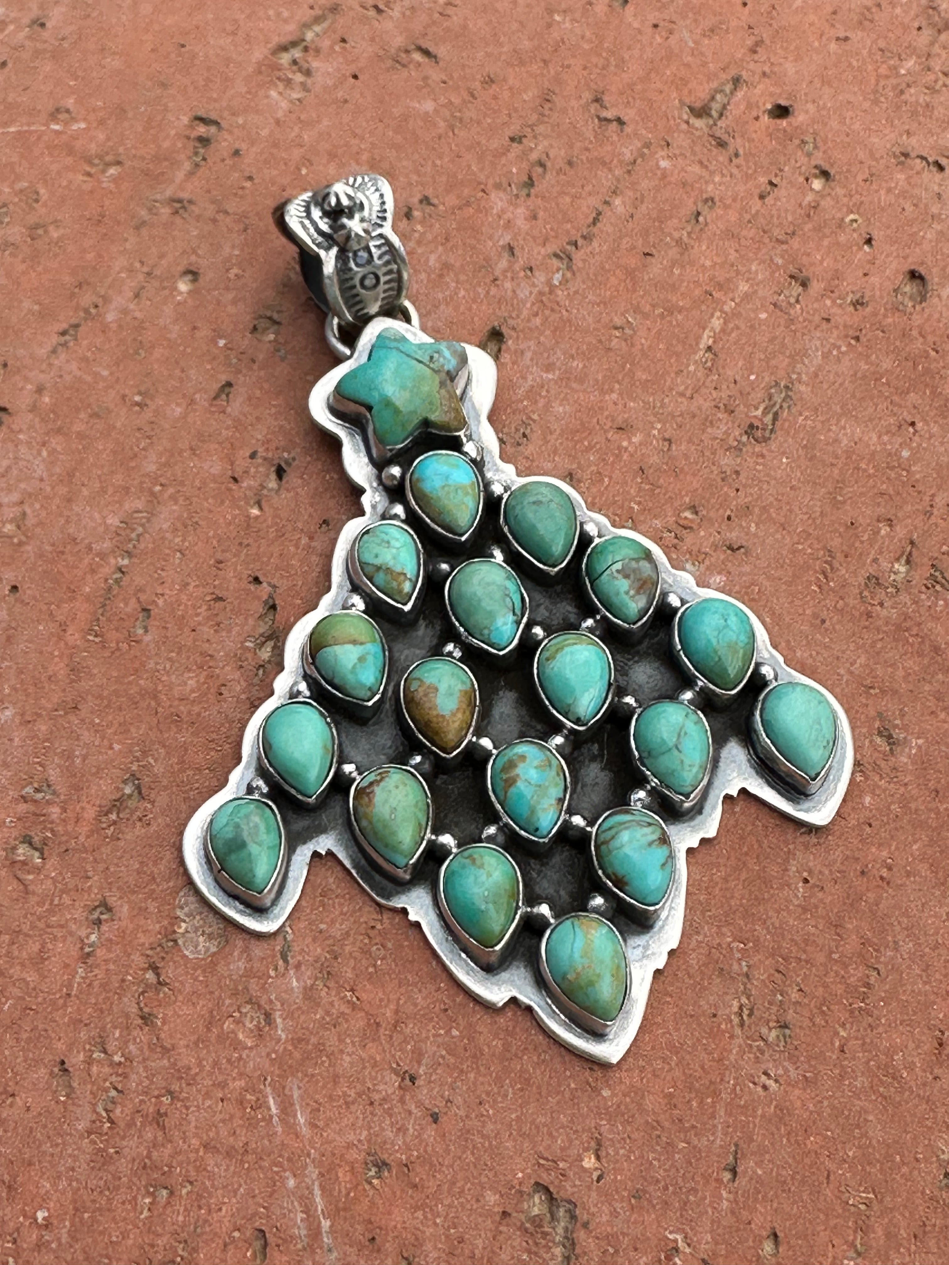 Handmade Sterling Silver & Turquoise Christmas Tree Pendant