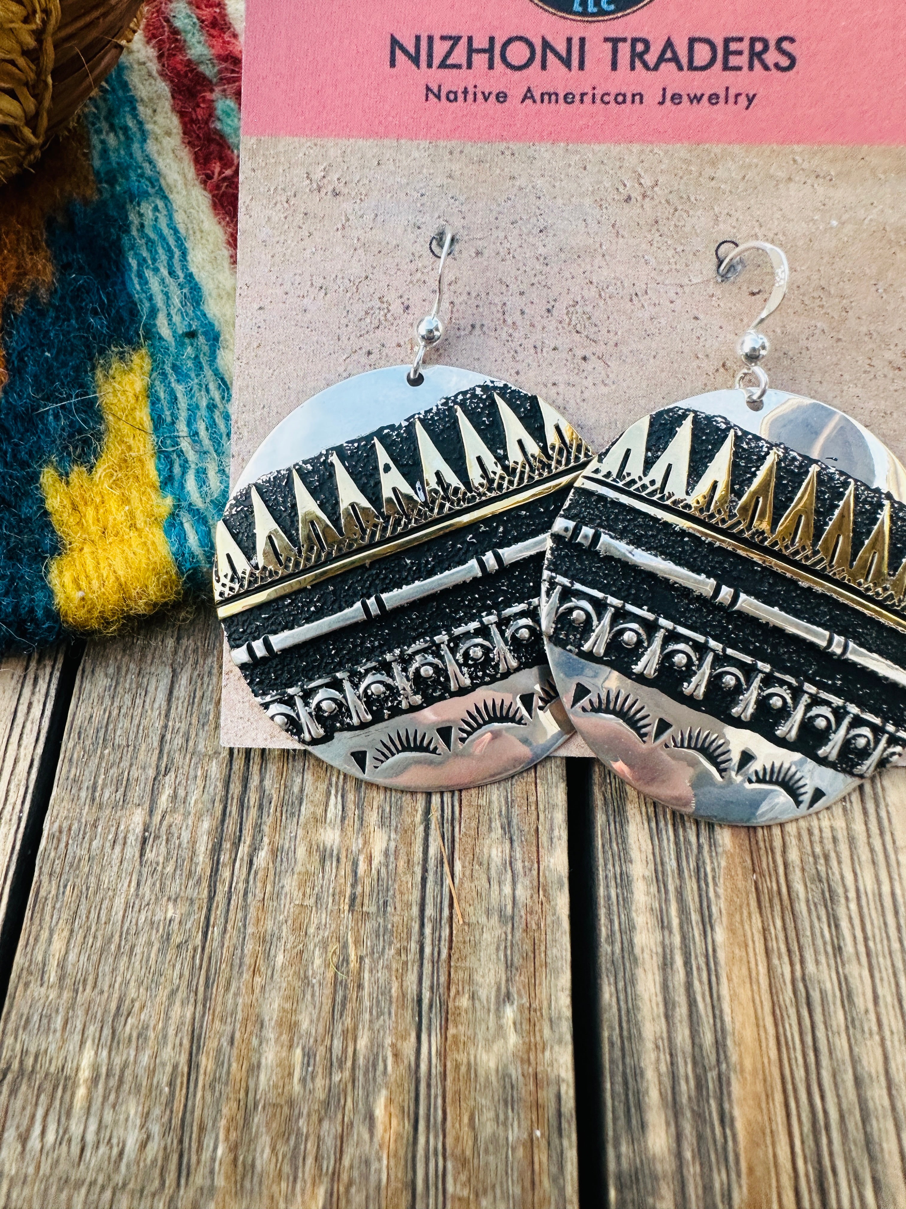 Handcrafted Sterling Silver & Copper Dangle Earrings by Rose Singer