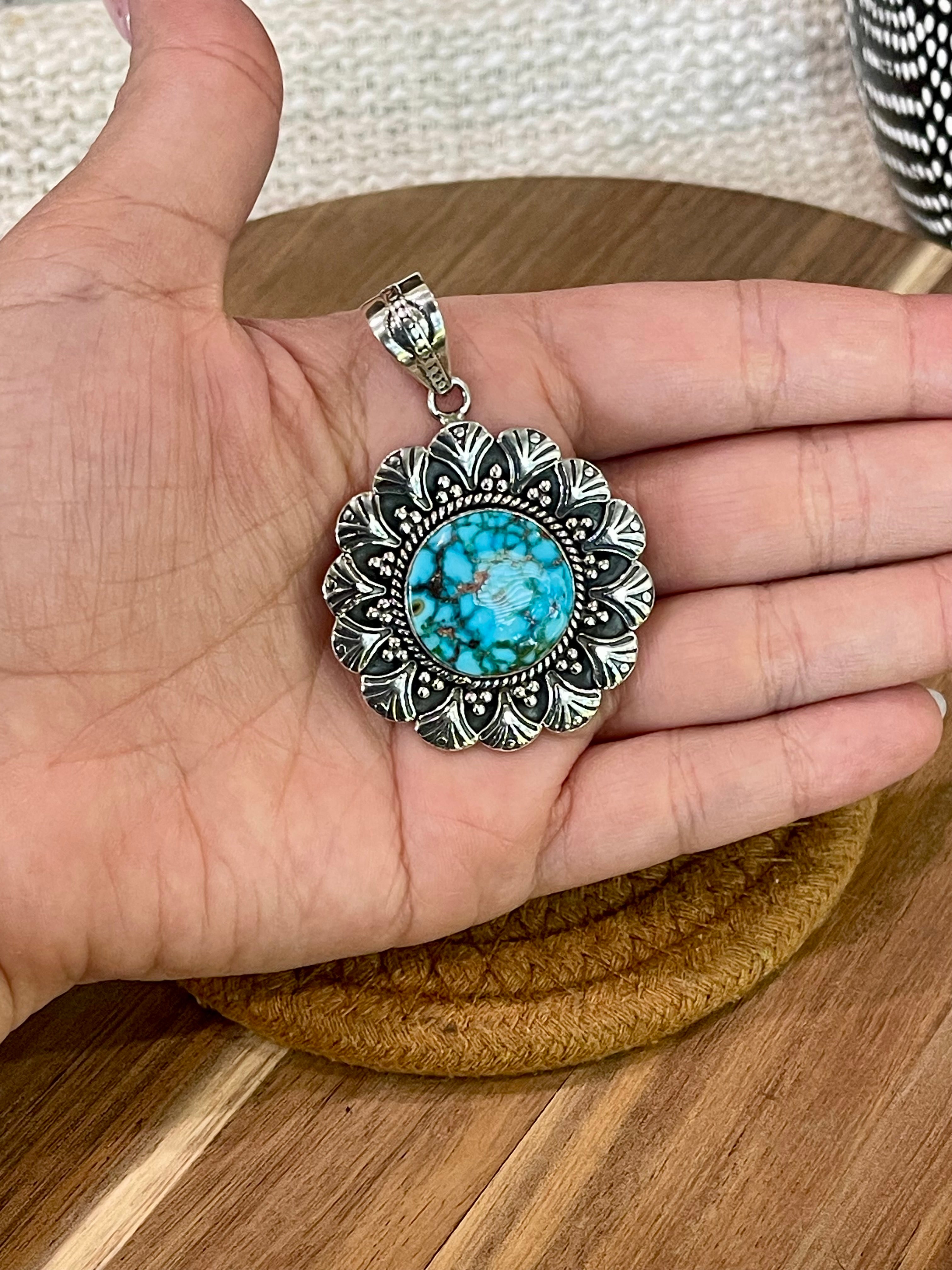 Handmade Sterling Silver & Sonoran Mountain Turquoise Pendant