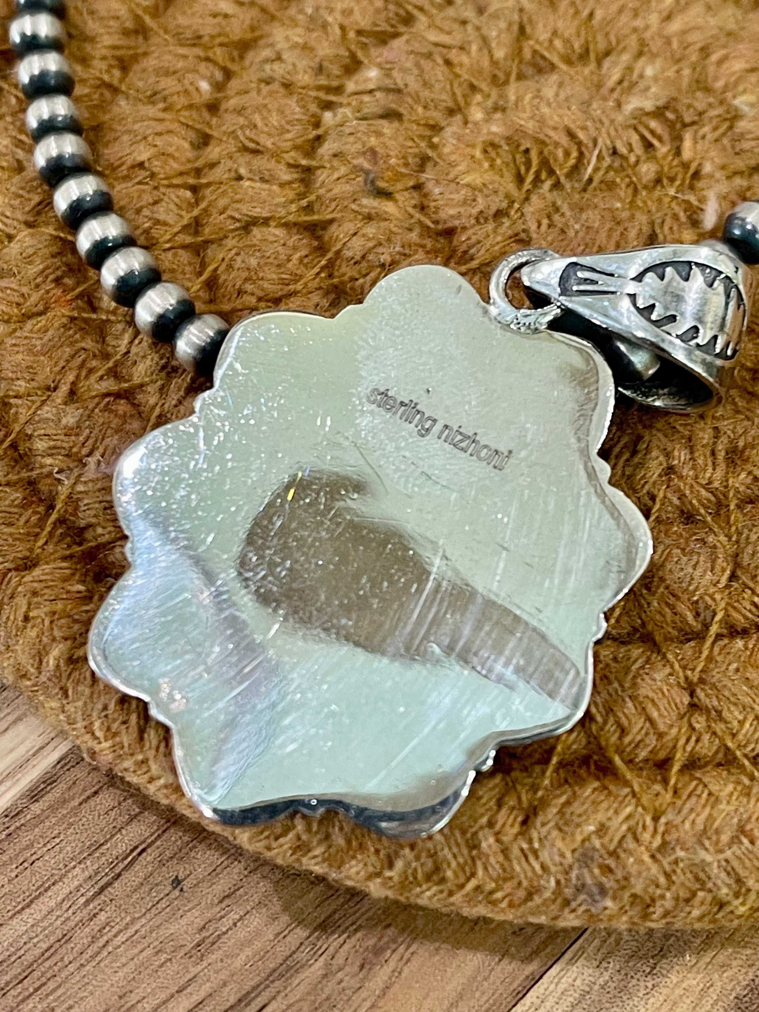 Handcrafted Sterling Silver & Number 8 Turquoise Pendant