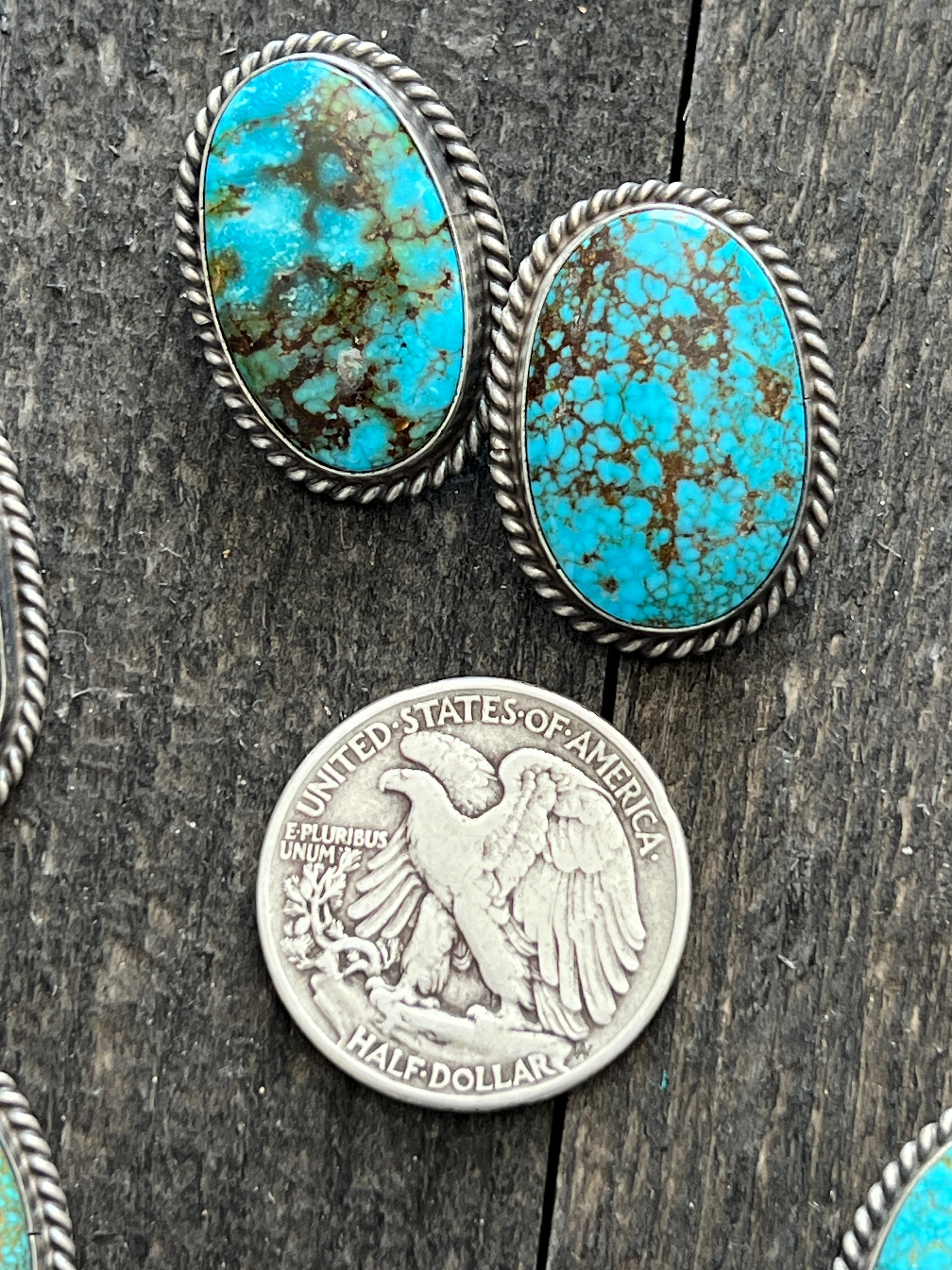 Handcrafted Sterling Silver and Birdseye Kingman Turquoise Y-Style Lariat Necklace and Earrings Set by Peggy Skeets