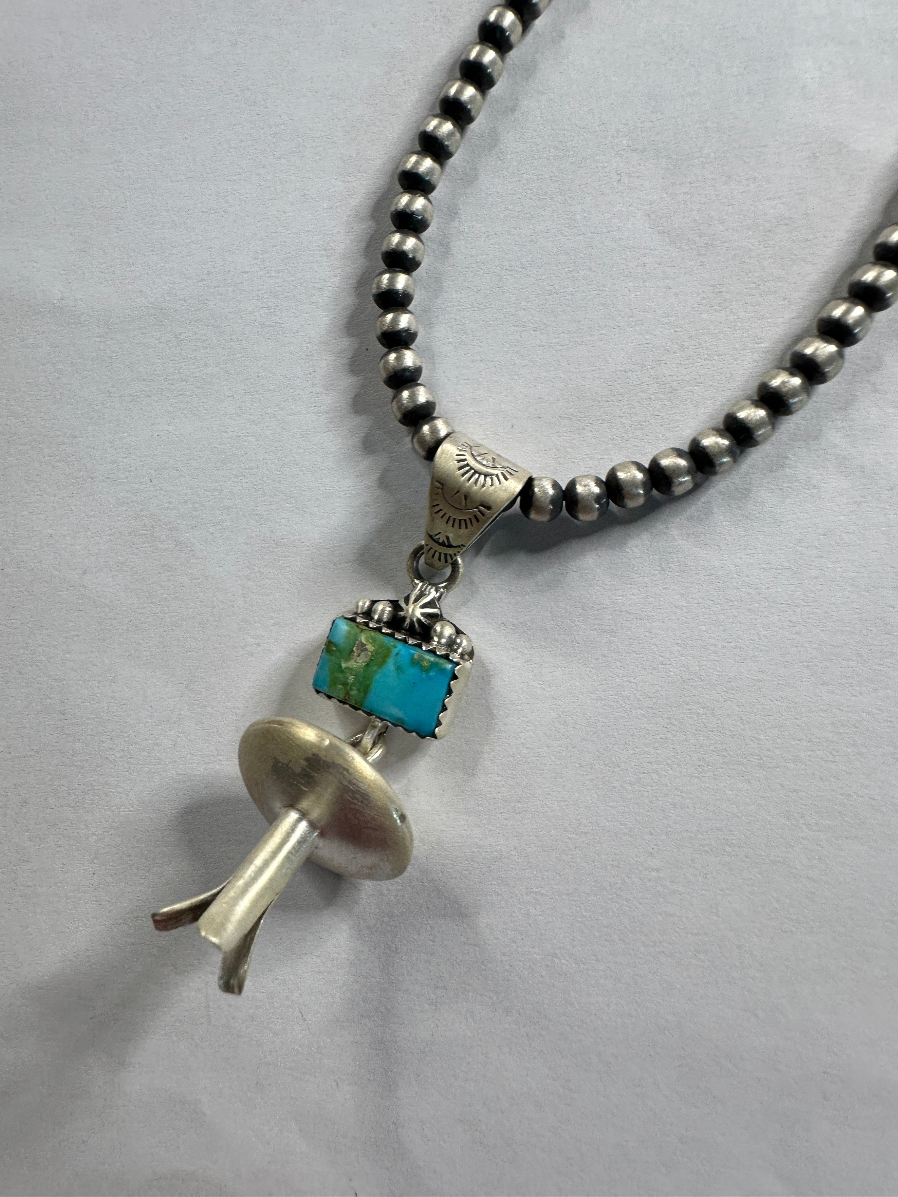 Handmade Sterling Silver Sonoran Mountain Turquoise Blossom Pendant