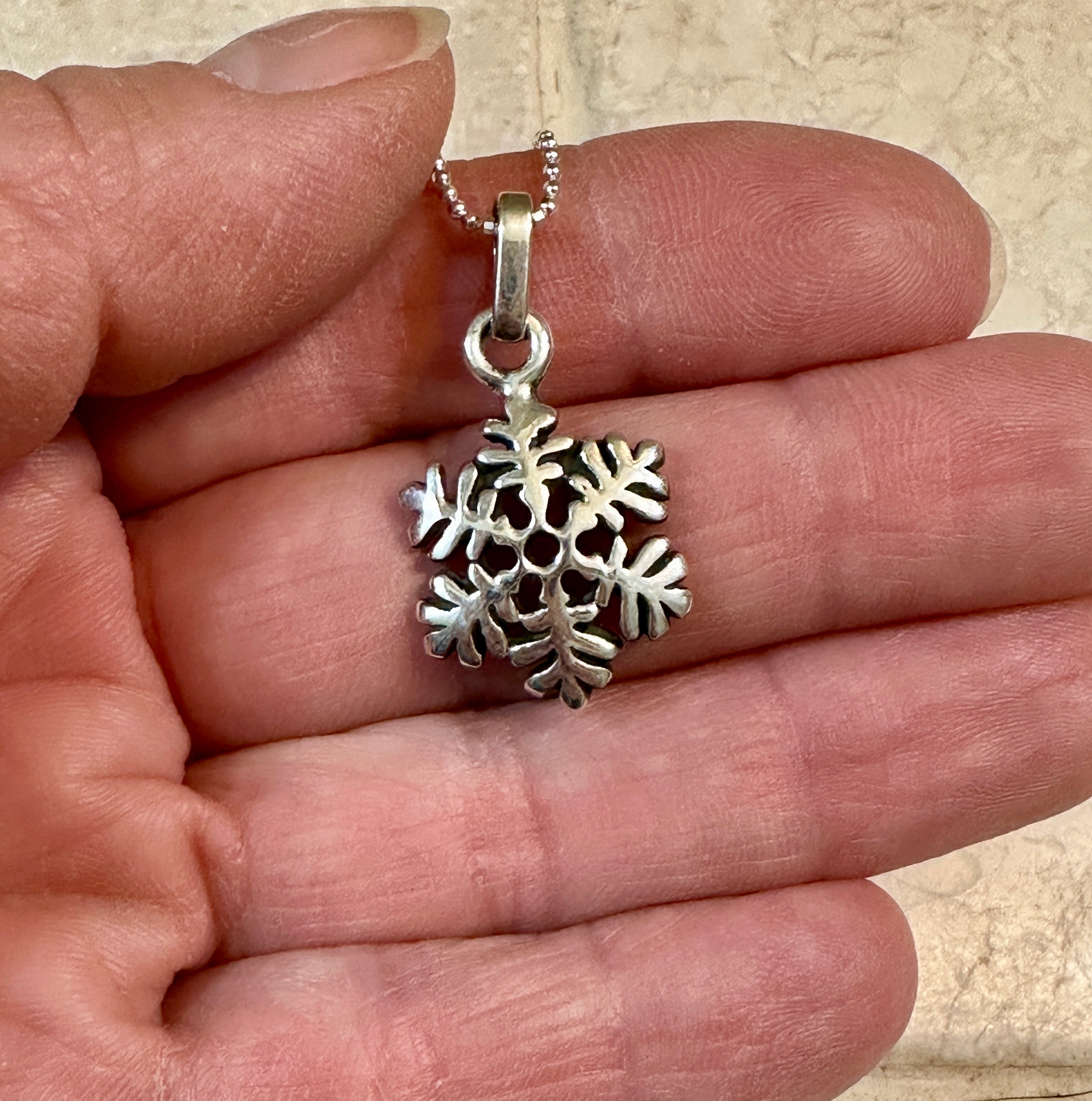 Medium Sterling Silver Snowflake Pendant