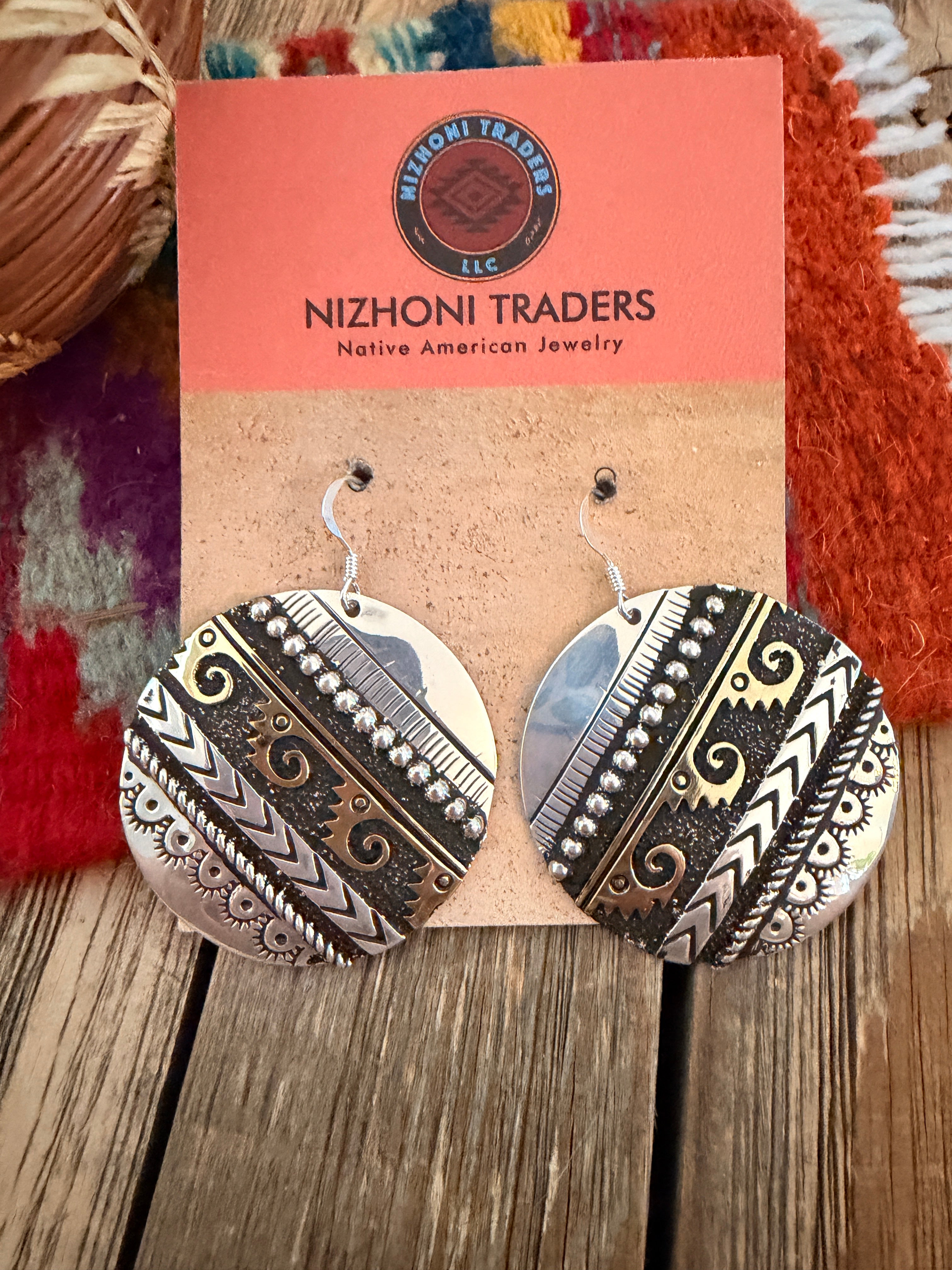 Handcrafted Sterling Silver & Copper Dangle Earrings by Rose Singer