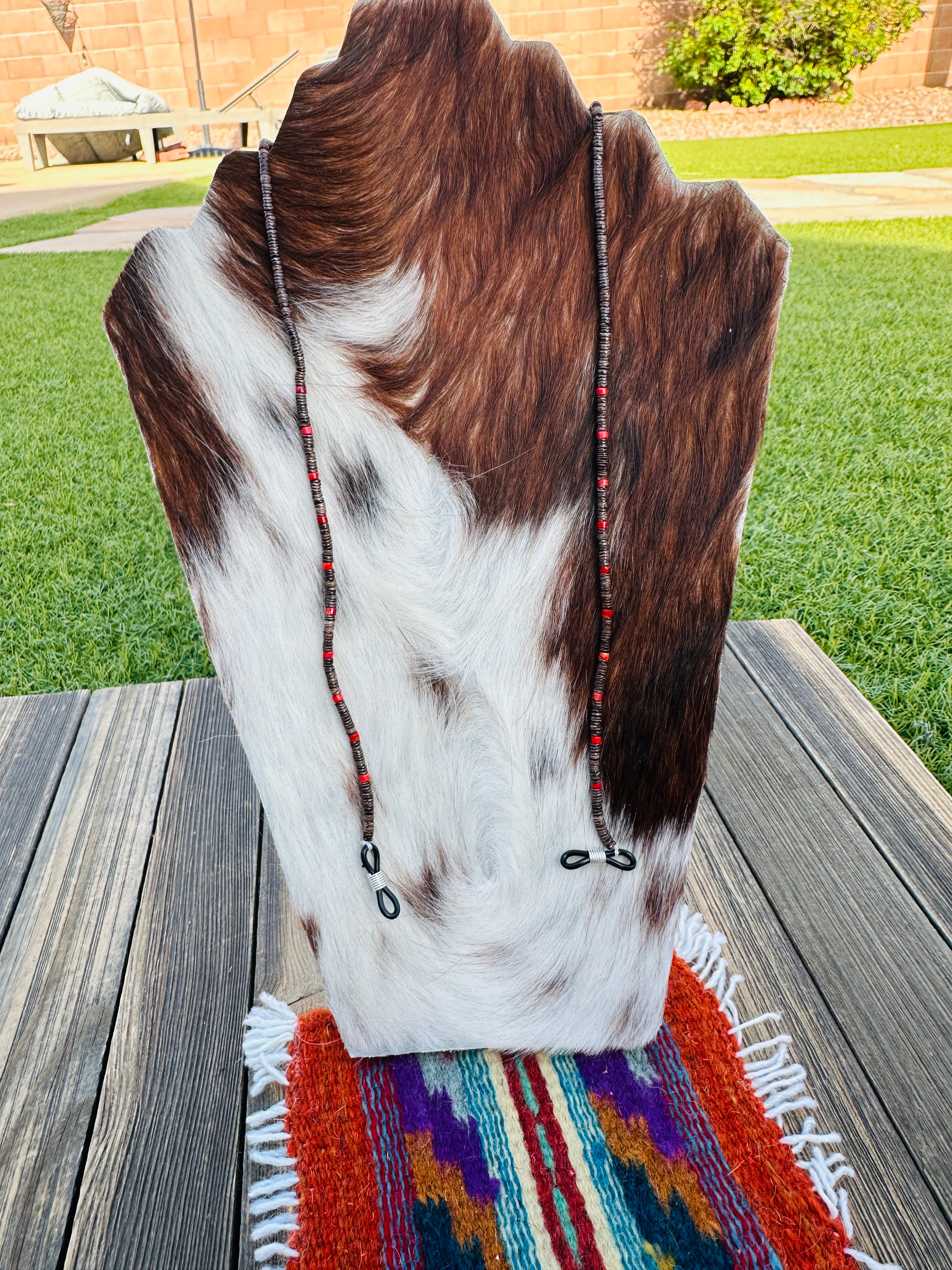 Handcrafted Coral & Heishi Beaded Glasses Strap