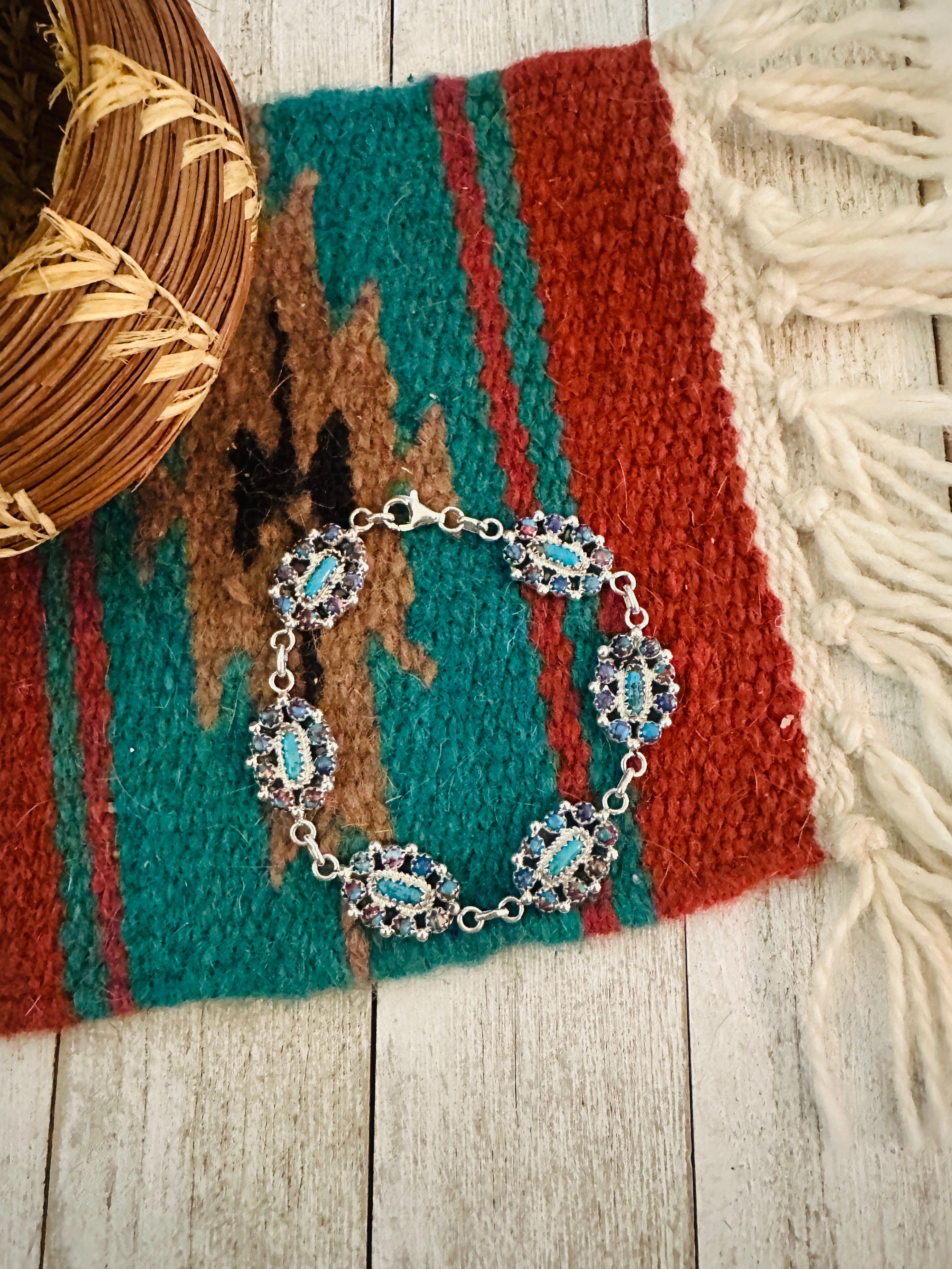 Handcrafted Pink Dream Mojave & Sterling Silver Link Bracelet