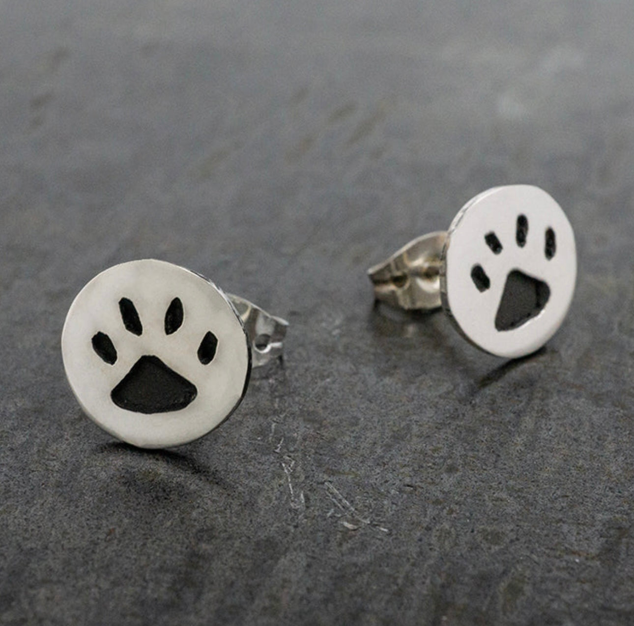 Micro Paw Print Earrings on Post