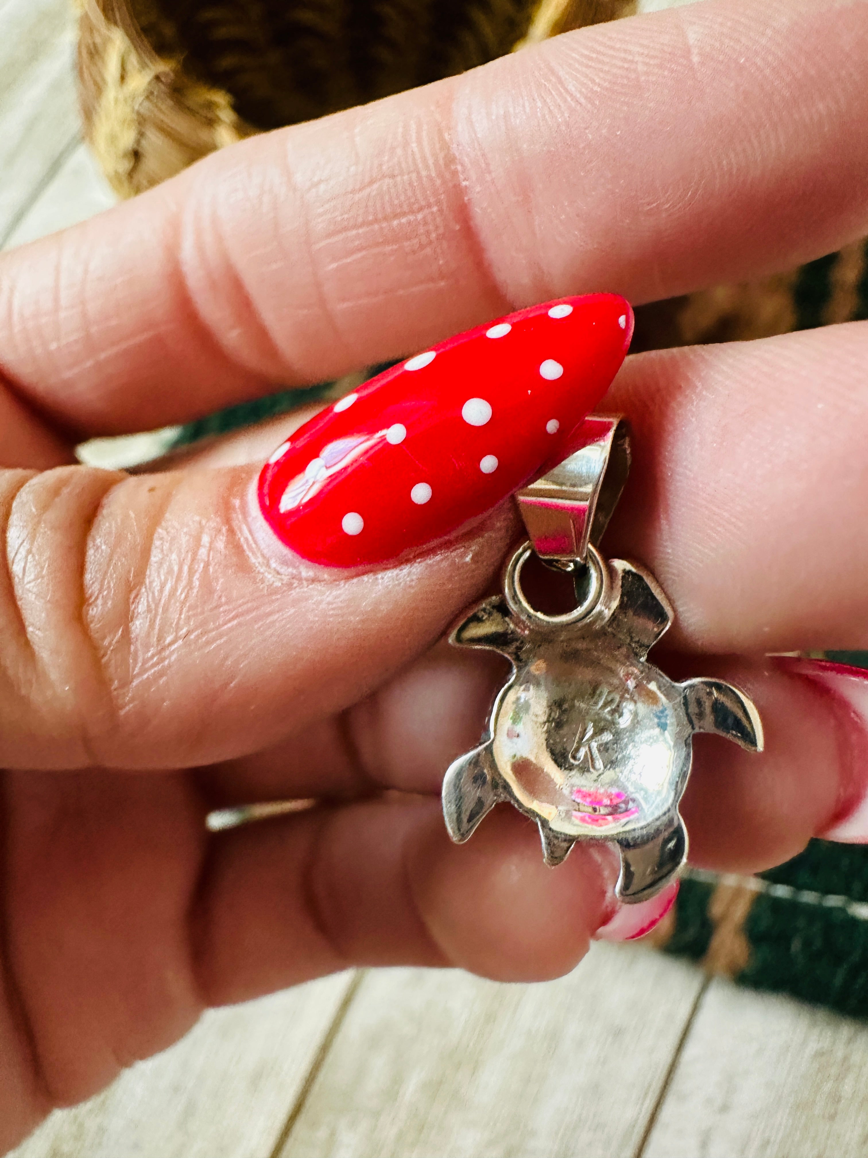 Handcrafted Turquoise & Sterling Silver Mini Turtle Pendant