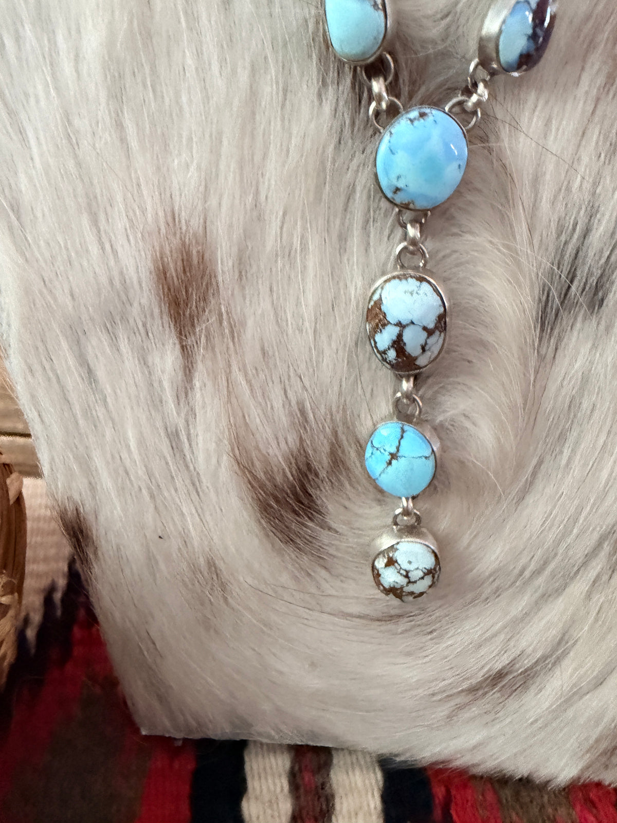 Handcrafted Golden Hills Turquoise & Sterling Silver Necklace and Earring Set by Larry Kaye