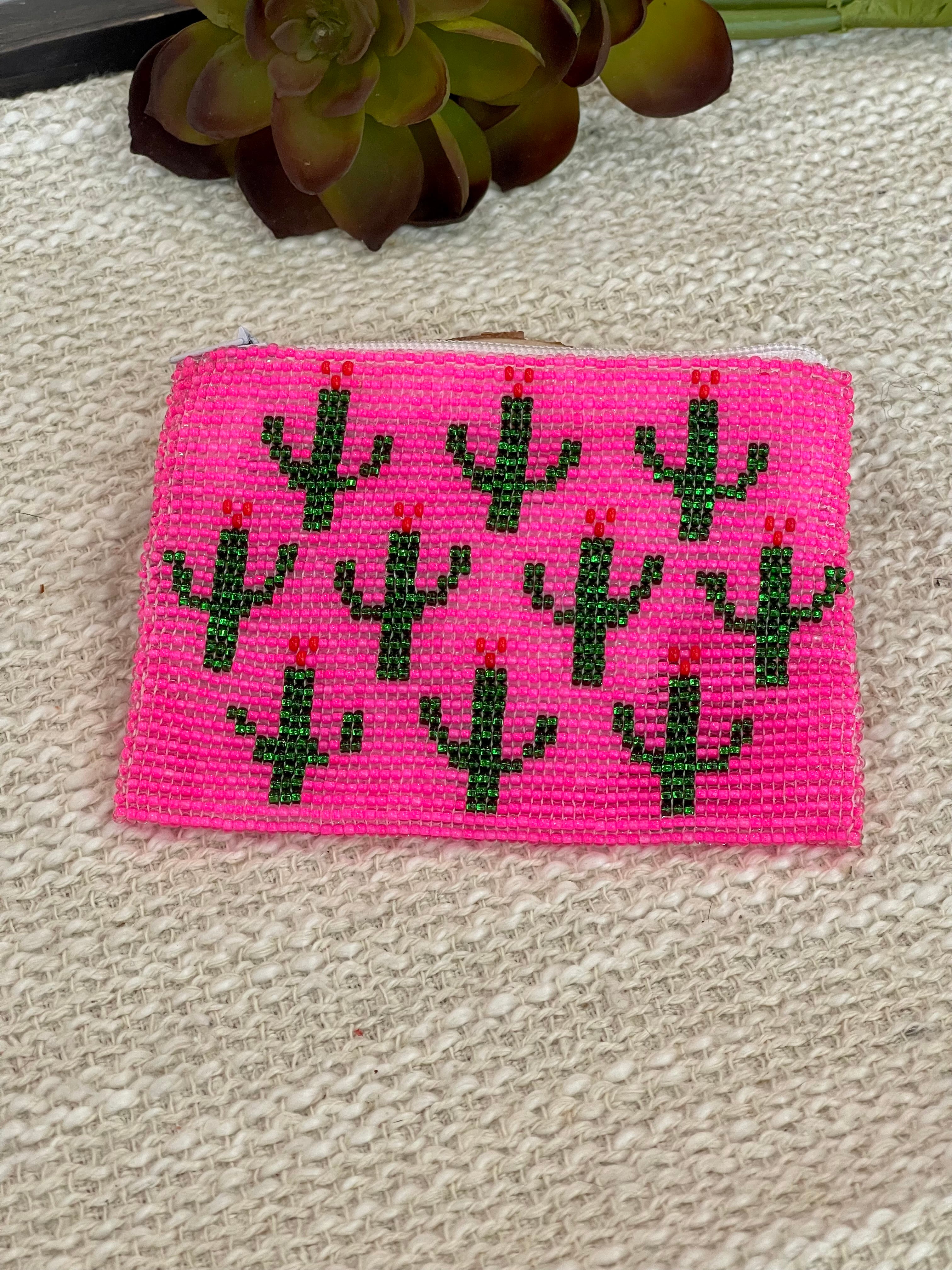 Handmade Beaded Saguaro Cactus Coin Purse