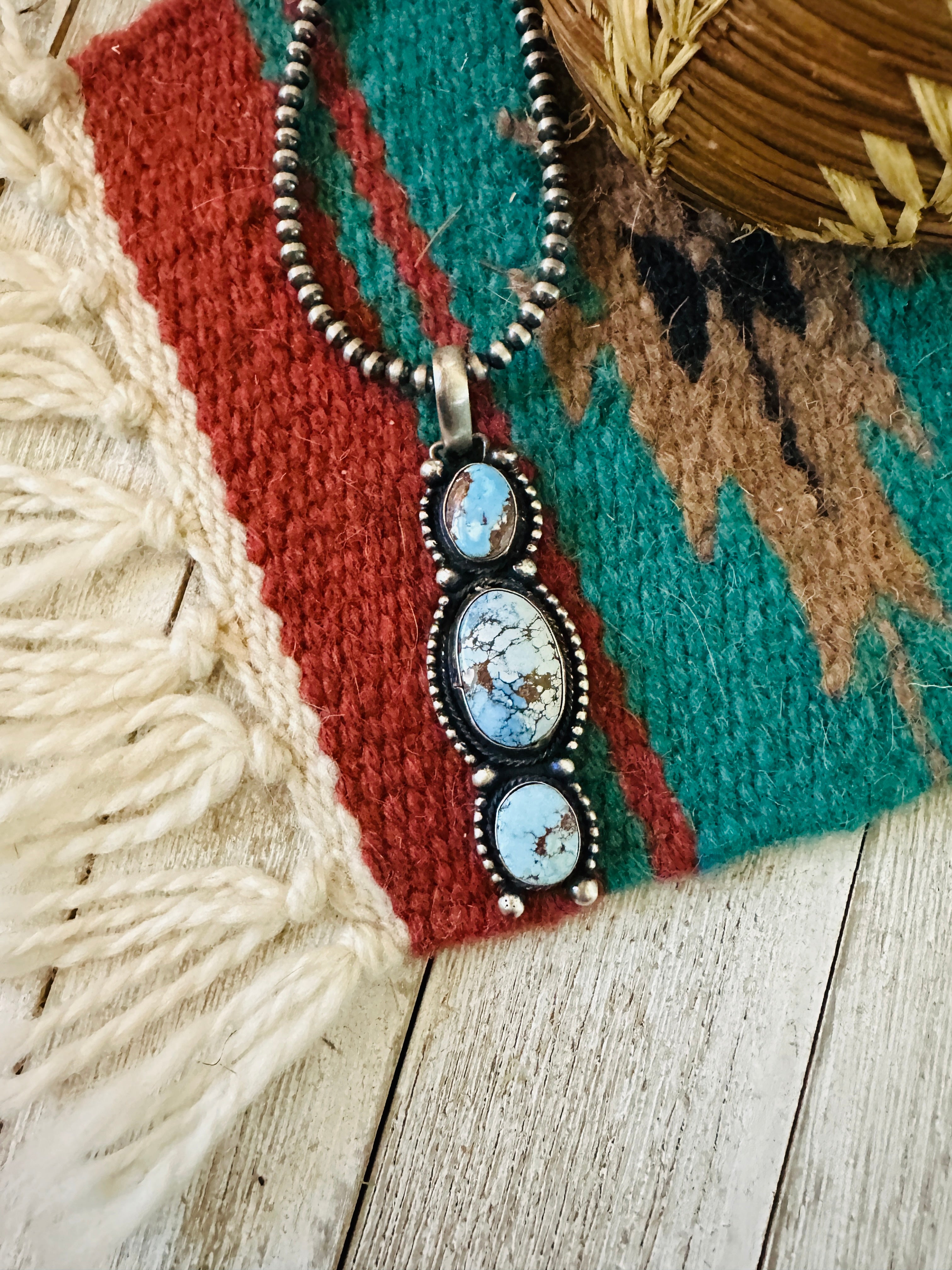 Handcrafted Golden Hills Turquoise & Sterling Silver Pendant