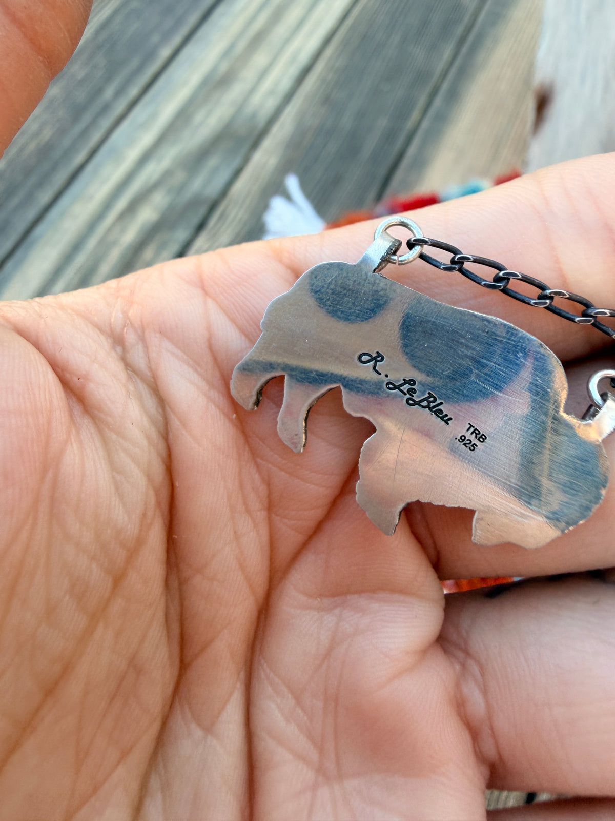 Handmade Sterling Silver & Turquoise Buffalo Necklace