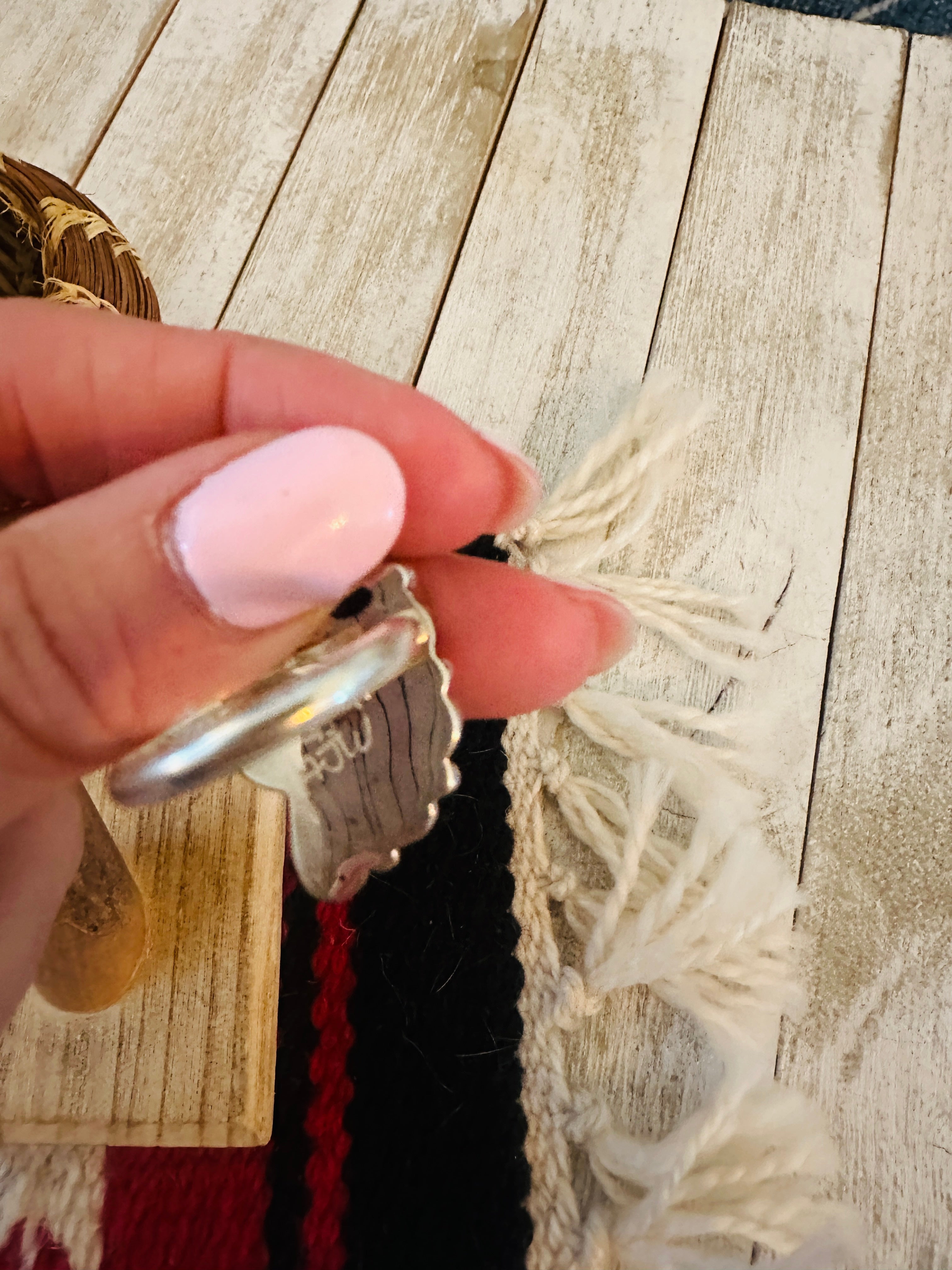 Handcrafted Sterling Silver & Turquoise Cluster Adjustable Ring