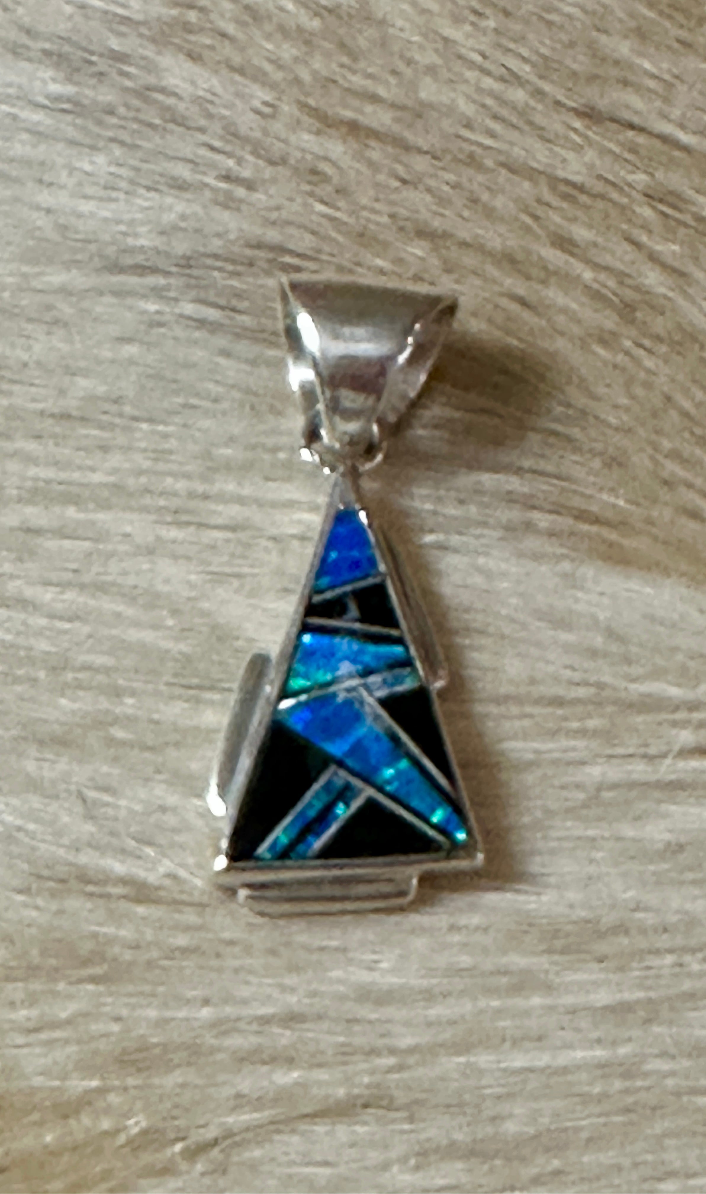 Handcrafted Lapis, Turquoise, Blue Opal, Onyx 1.5" Triangles saw