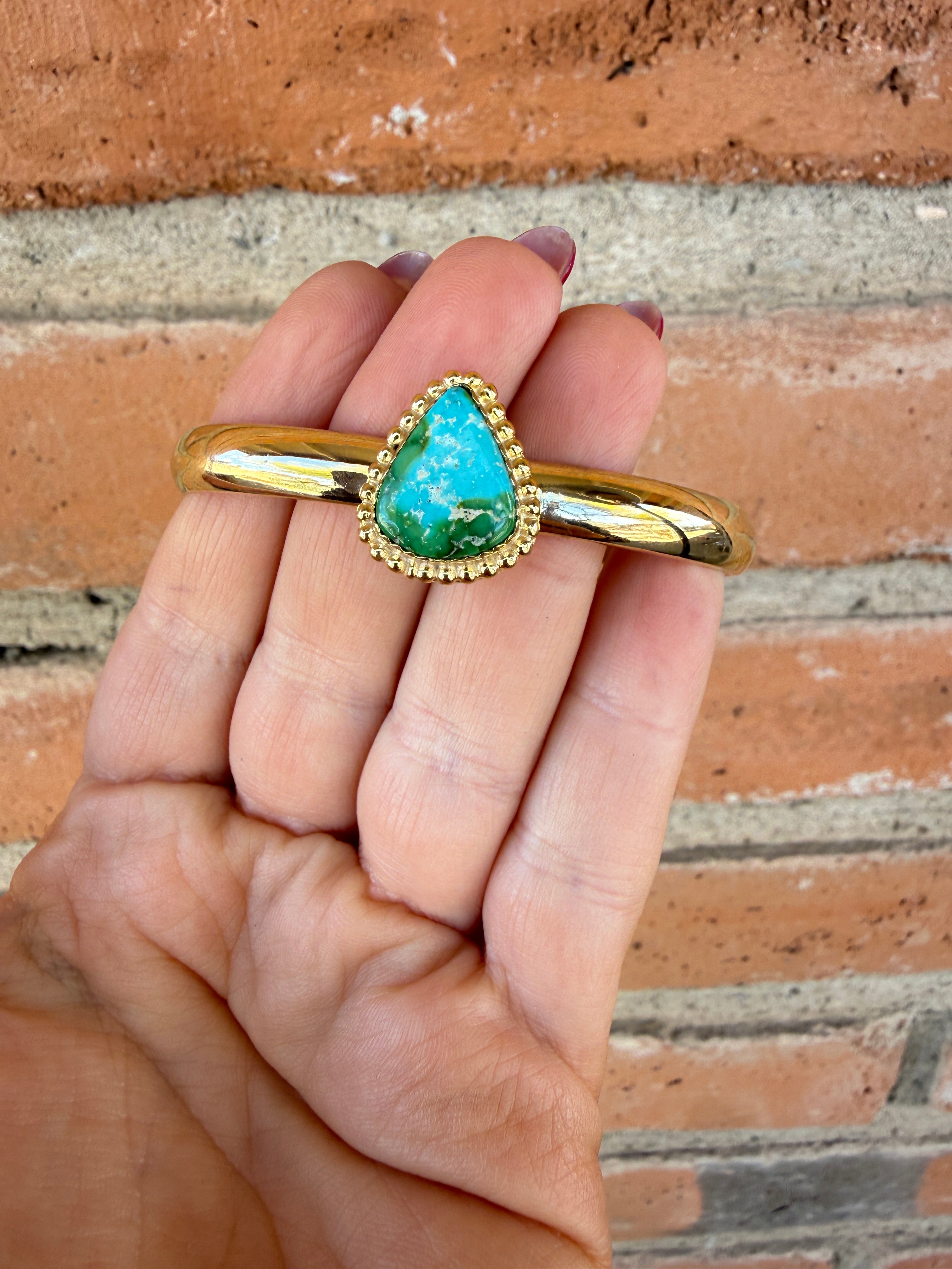 “The Golden Collection” Handmade Gold Plated Sterling Silver Natural Sonoran Mountain Turquoise Bracelet style 1