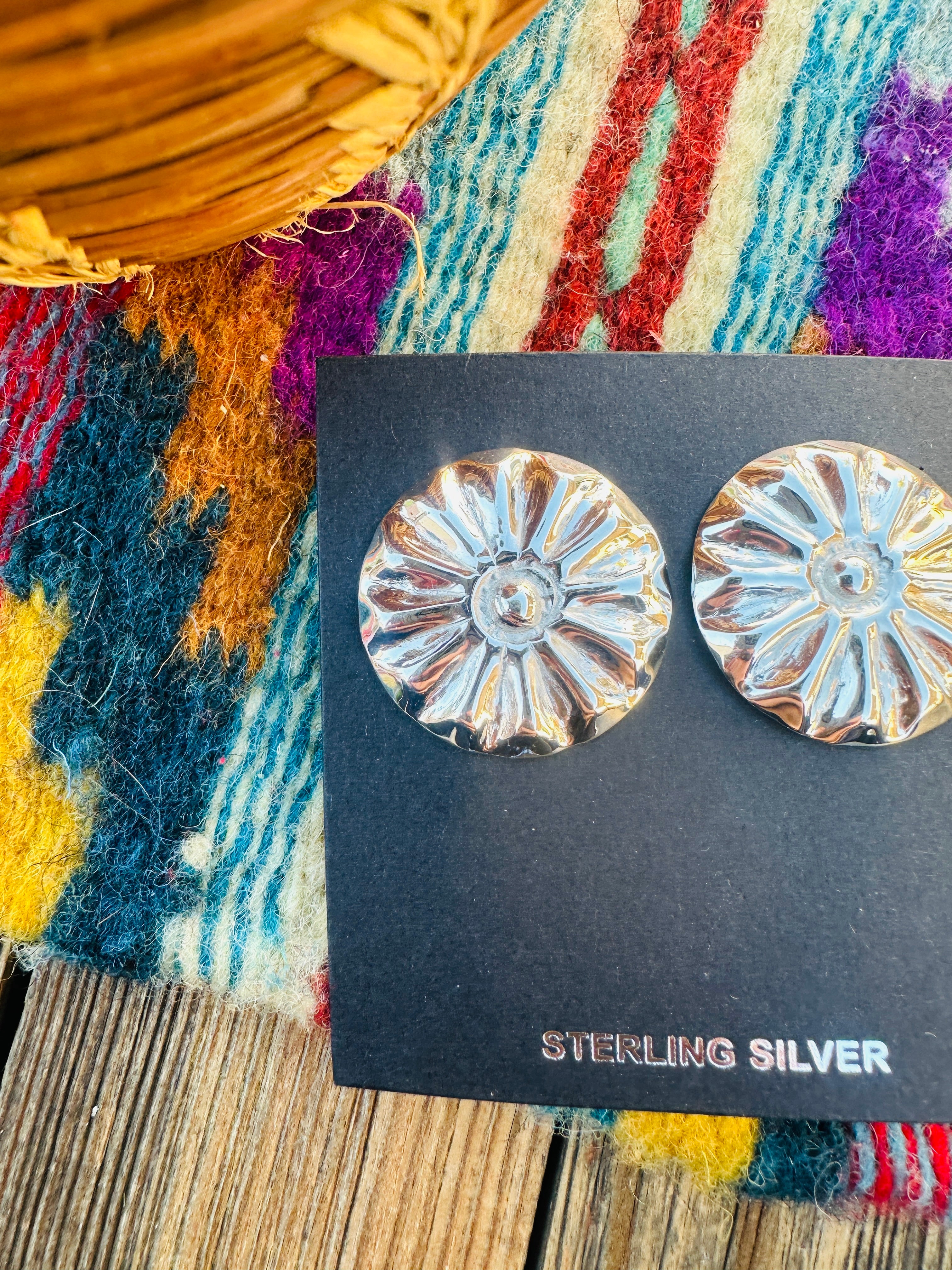Handcrafted Sterling Silver Concho Post Earrings