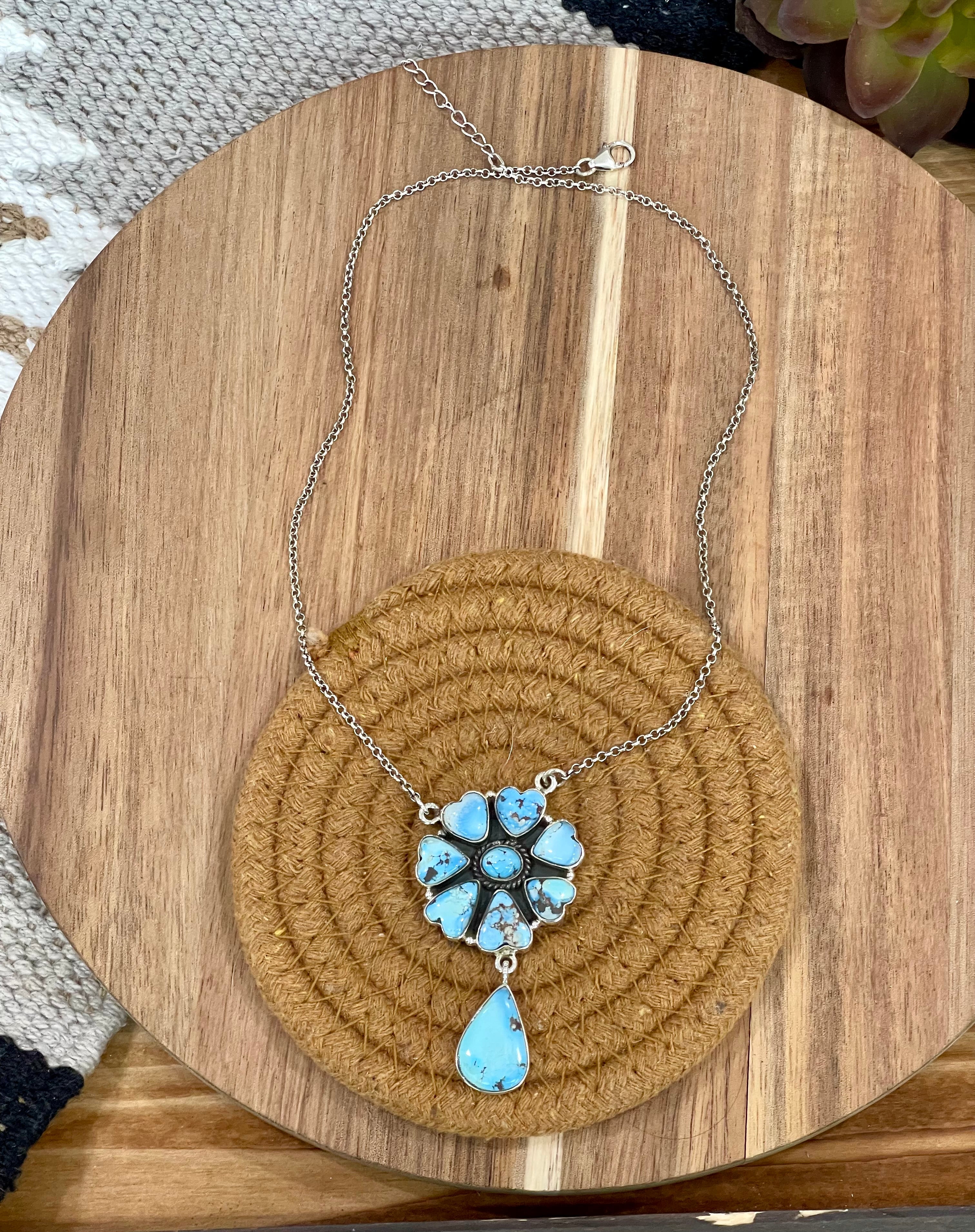 Handmade Sterling Silver & Golden Hills Cluster Necklace