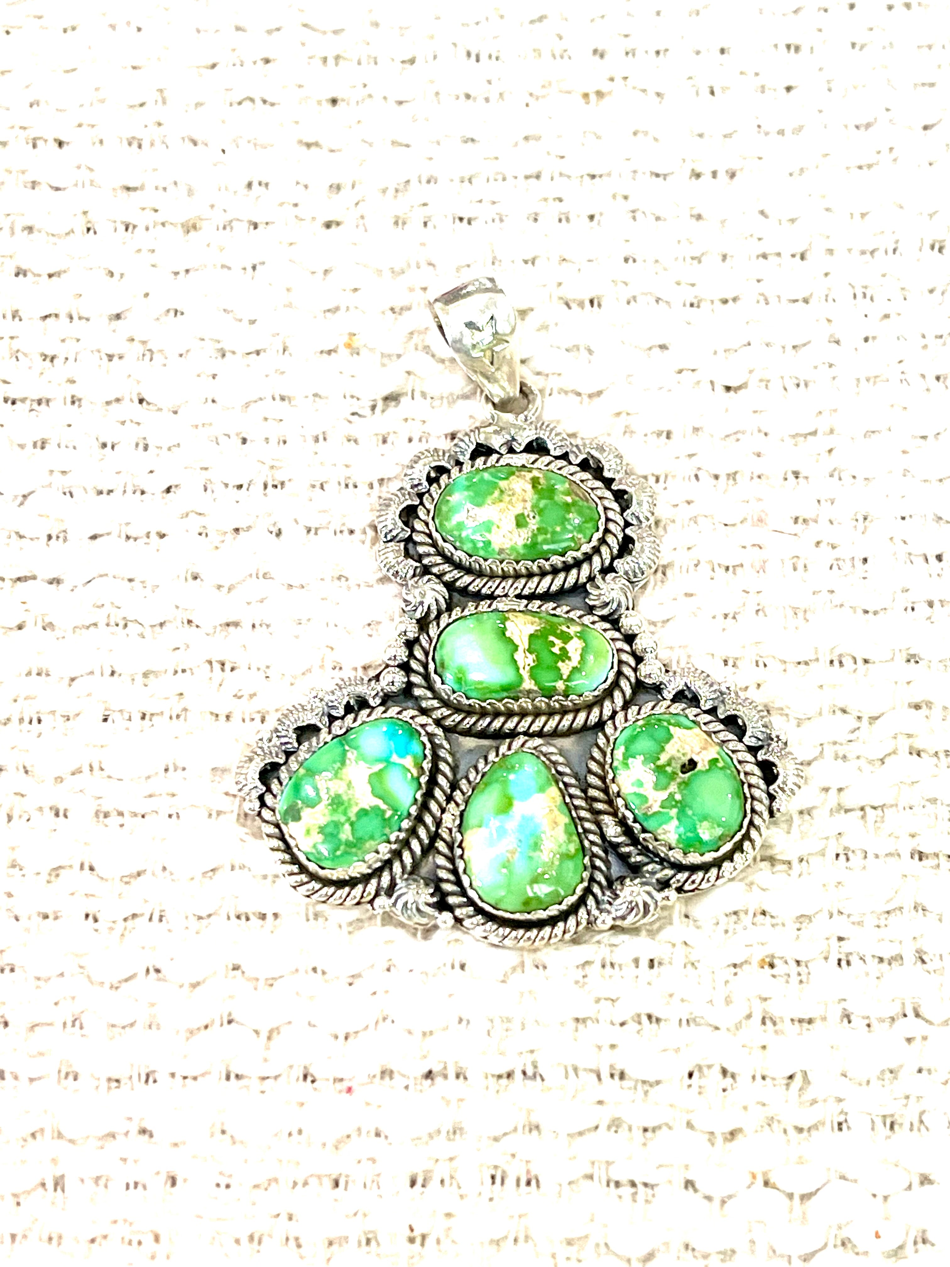 Beautiful Handmade Sterling Silver & Sonoran Mountain Turquoise Cluster Pendant