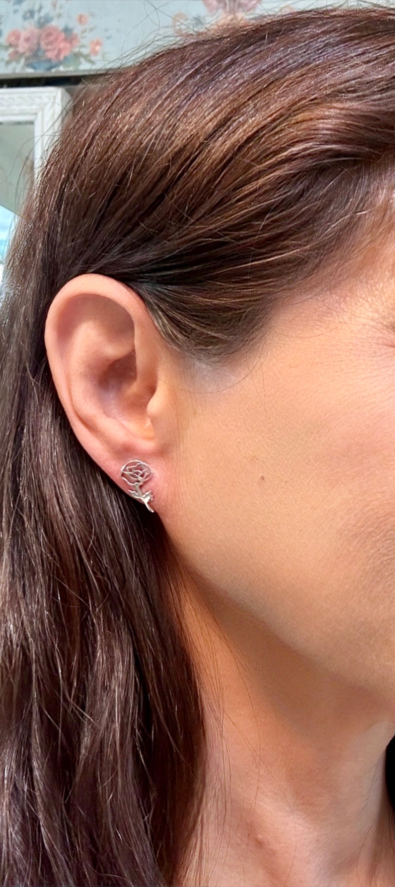 Sterling Silver Birthday Flower Stud Earrings August