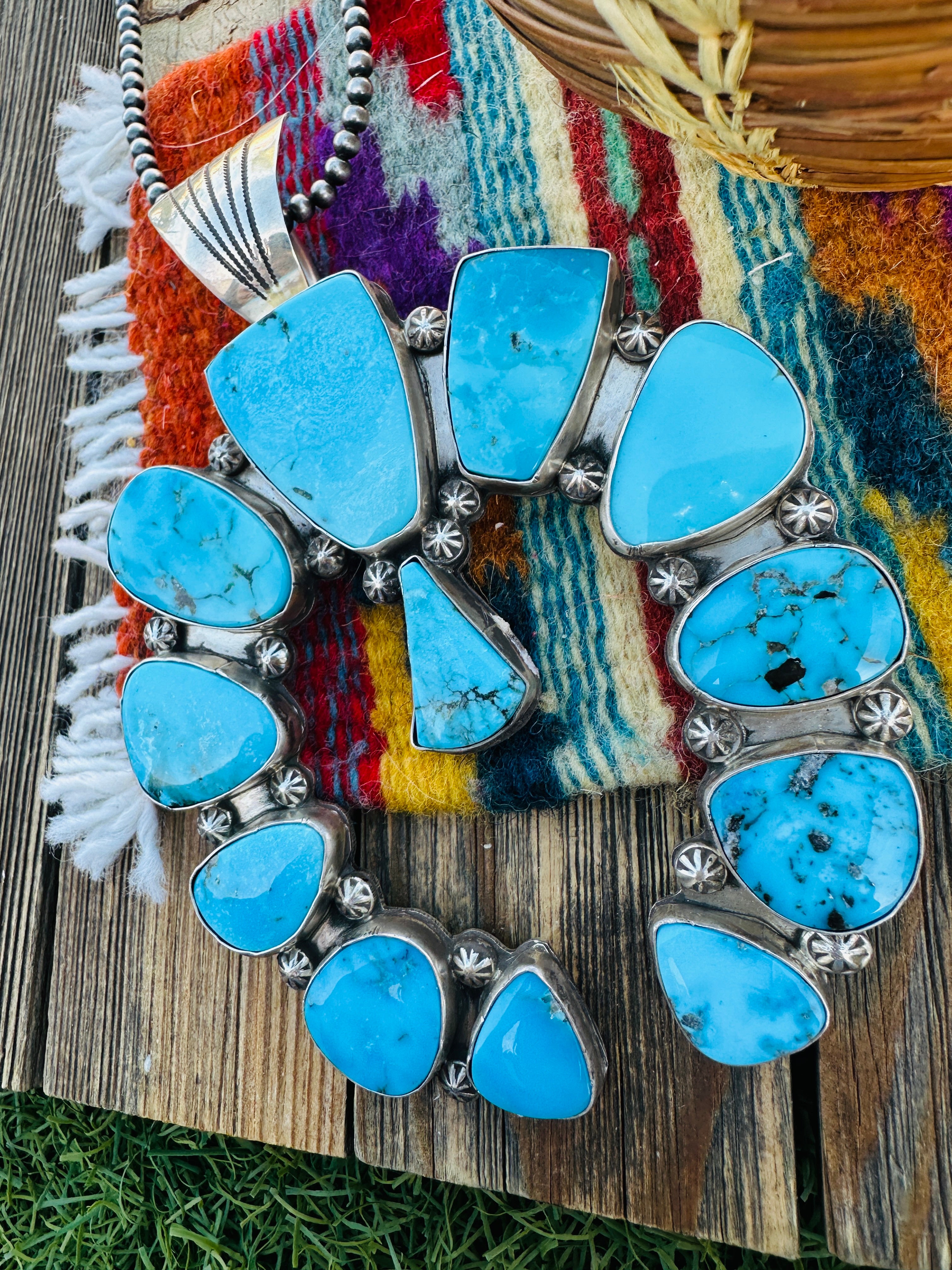 Handcrafted Sterling Silver & Turquoise Jumbo Naja Pendant