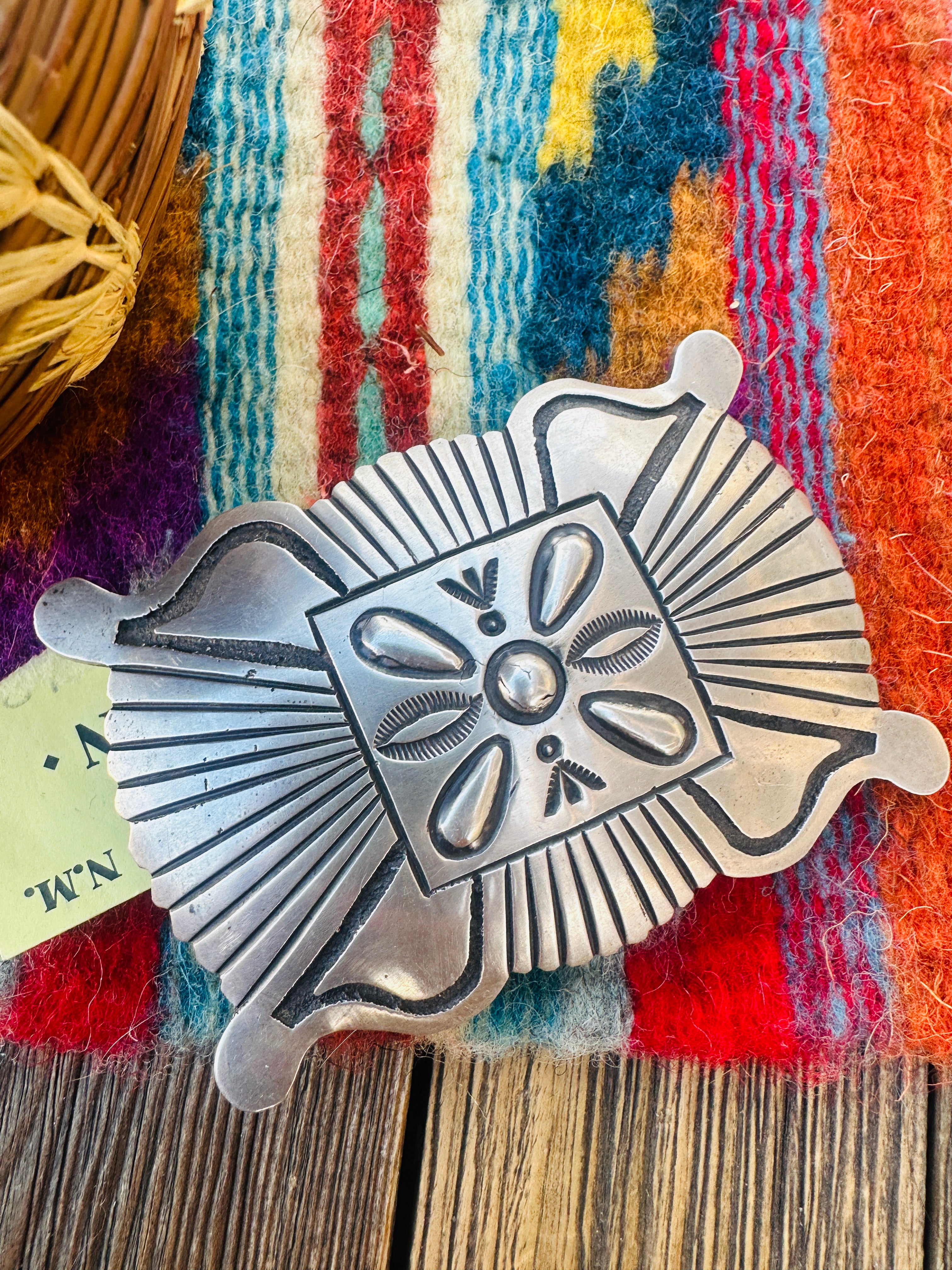 Handcrafted Vintage Old Pawn Sterling Silver Belt Buckle