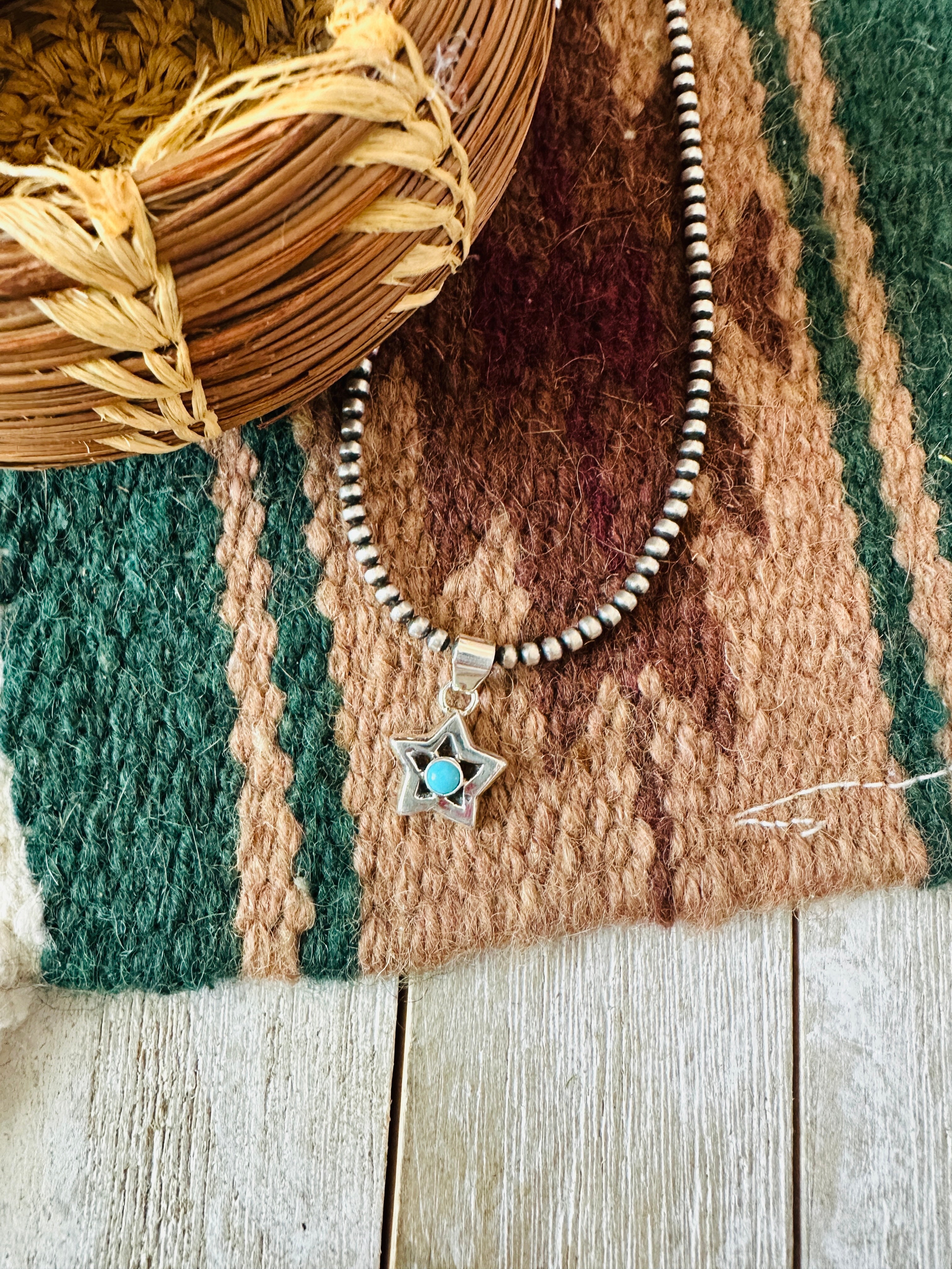 Handcrafted Turquoise & Sterling Silver Mini Star Pendant