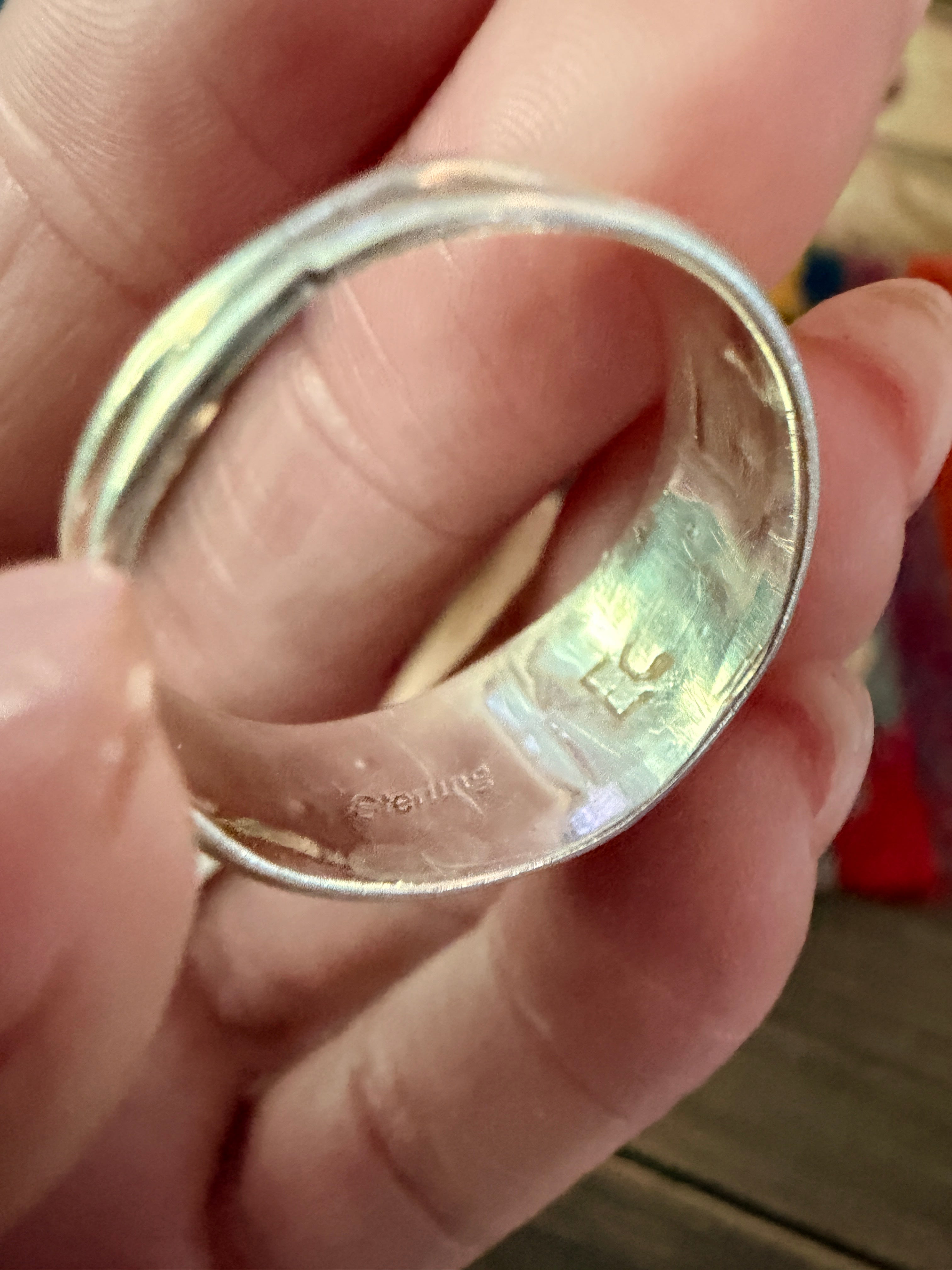 Old Pawn Handcrafted Turquoise & Sterling Silver Band Ring Size 9.5