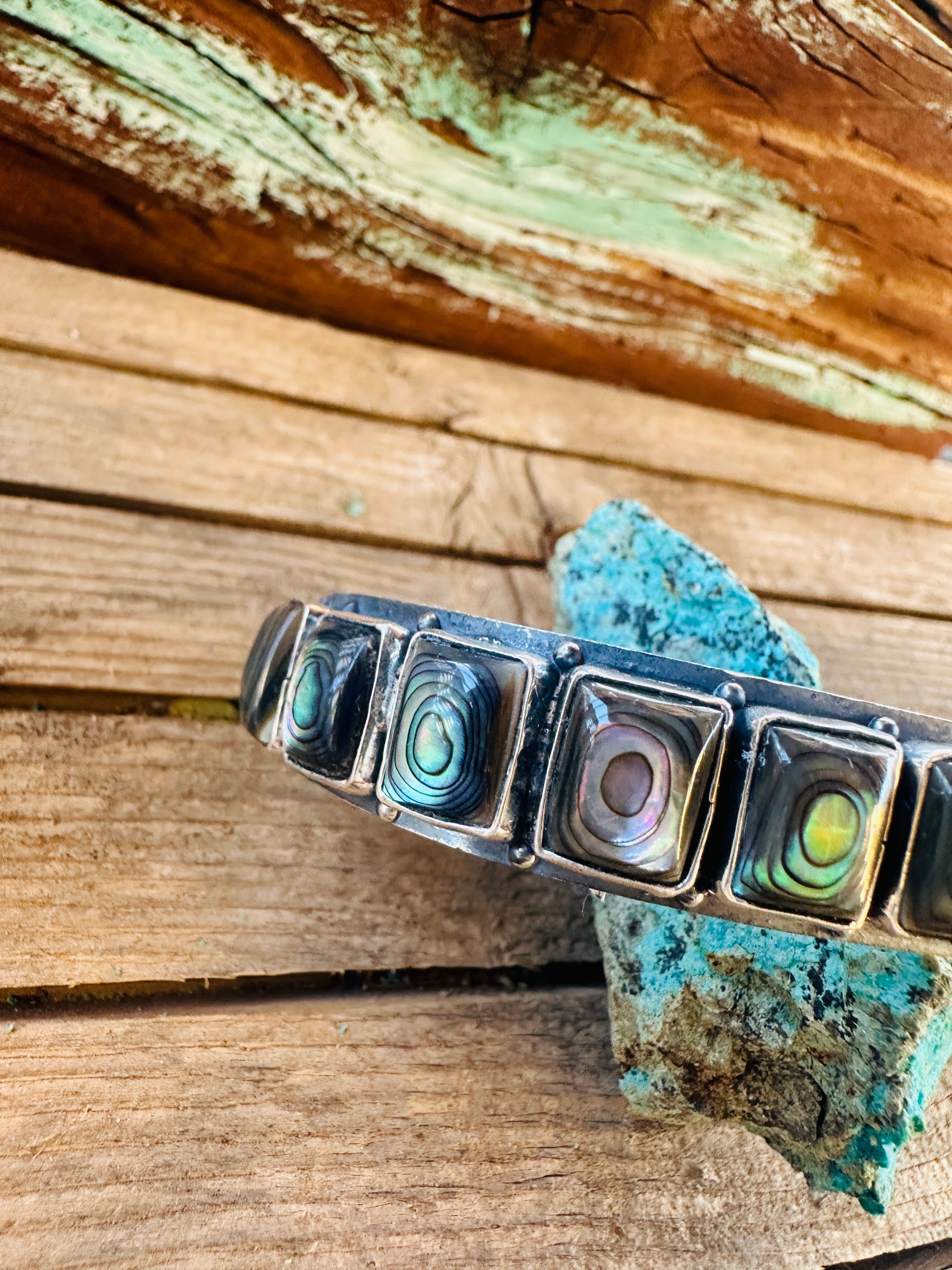 Handcrafted Sterling Silver and Abalone Cuff Bracelet by Federico Jimenez