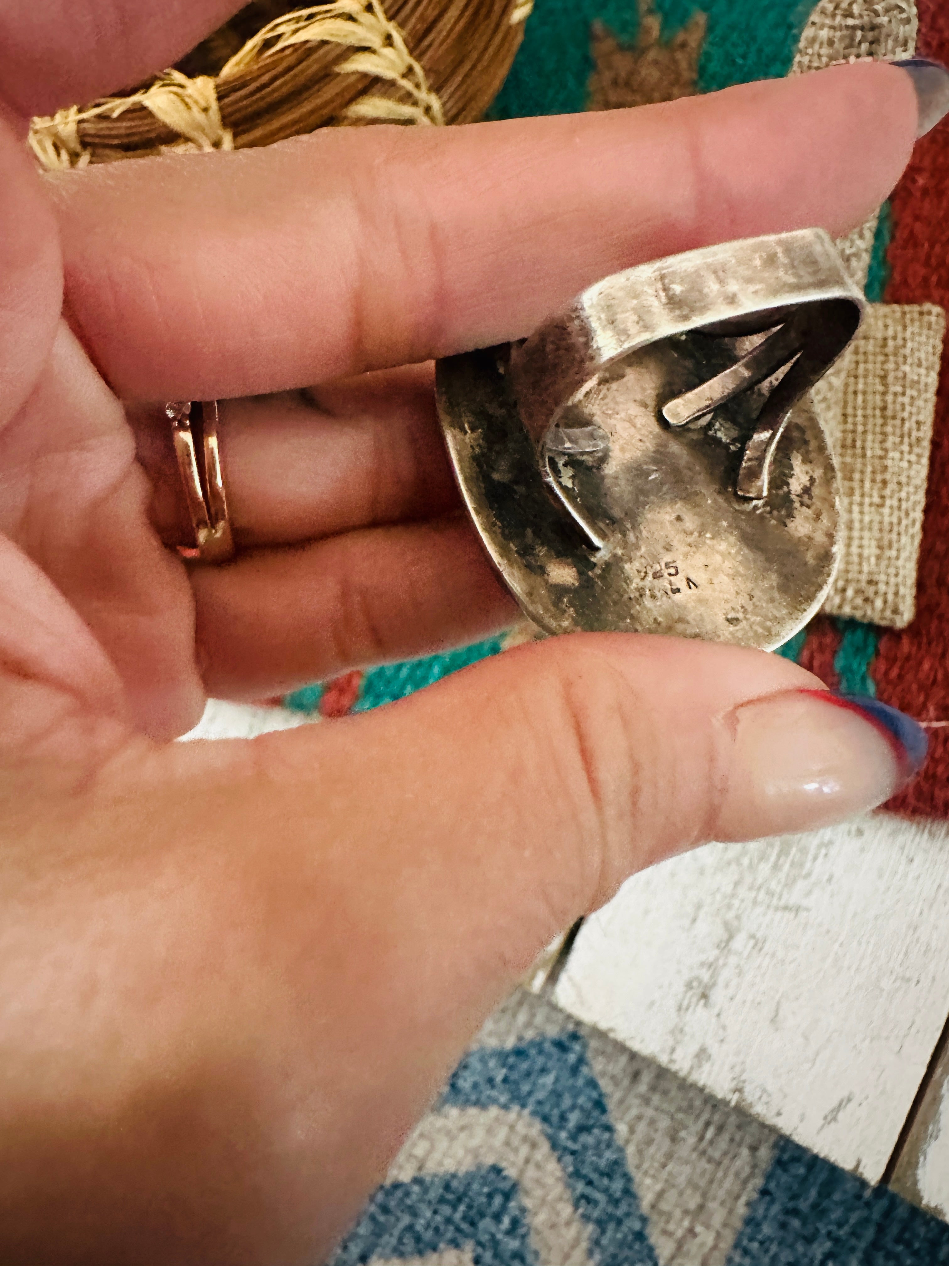 Handcrafted Old Pawn Sterling Silver & Queen Pink Ring Size 10.5