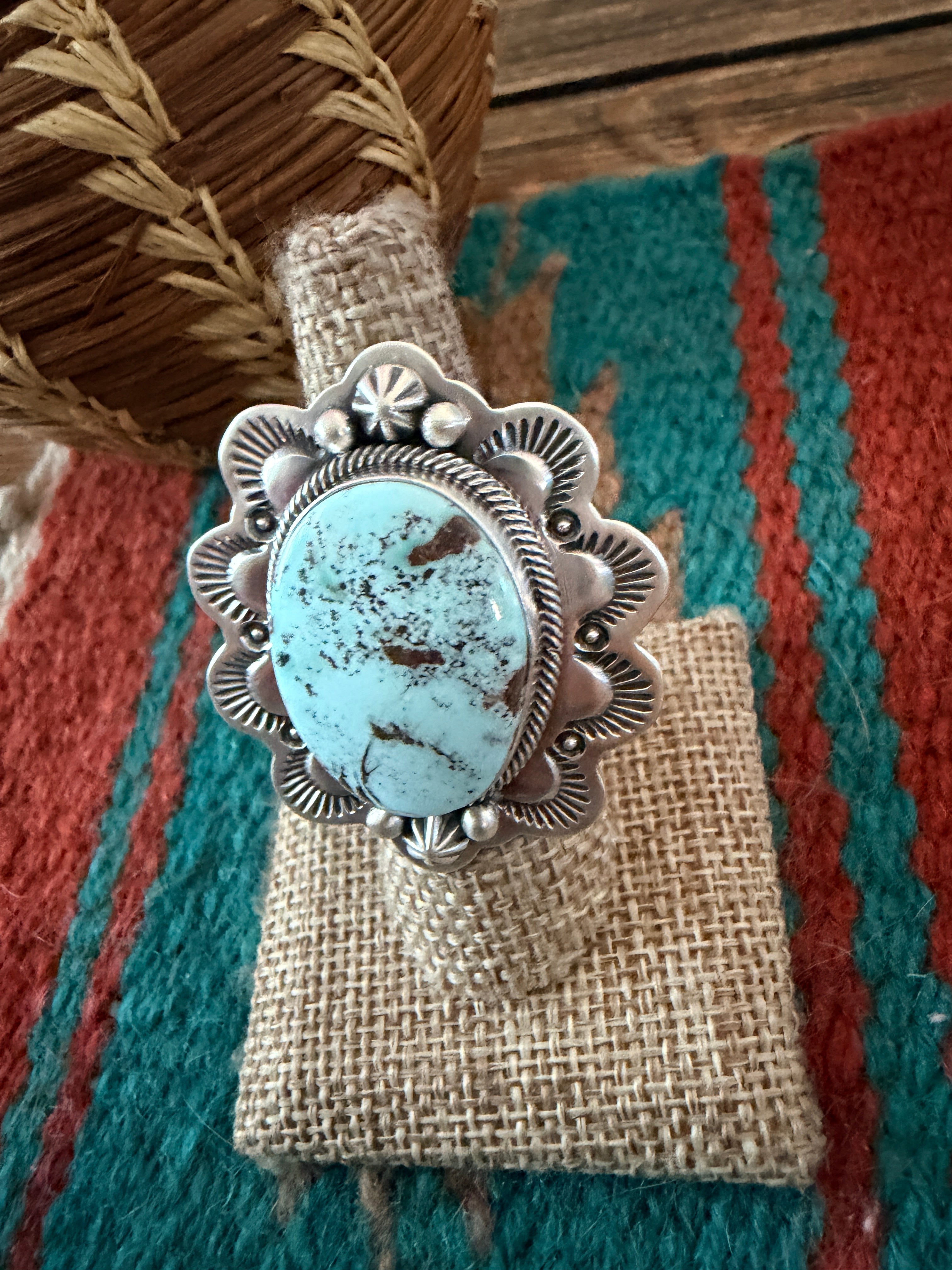 Handcrafted Dry Creek Turquoise & Sterling Silver Ring Size 7.5 by Randy Boyd