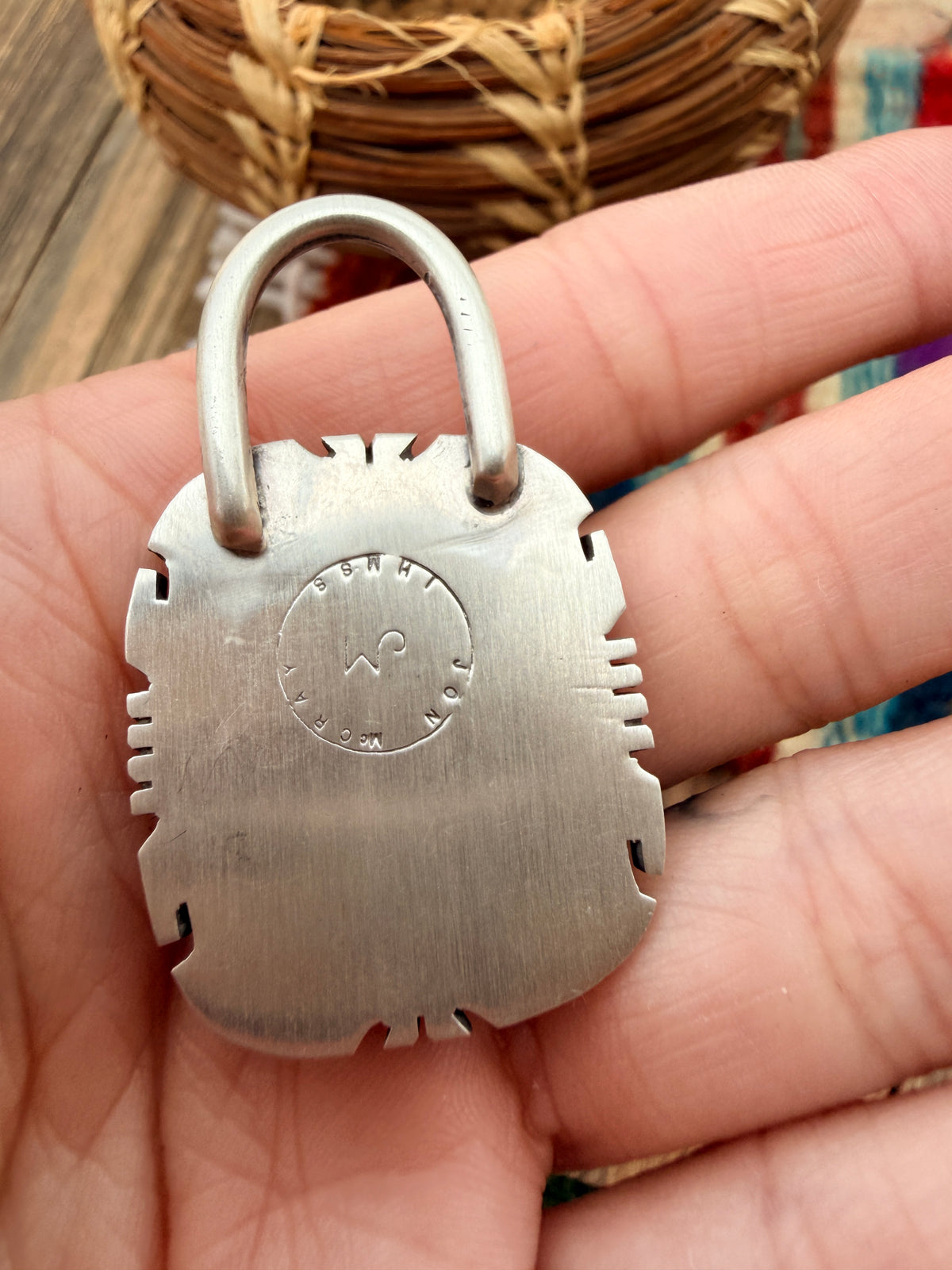 Handcrafted Sterling Silver & White Buffalo Pendant by Jon McCray