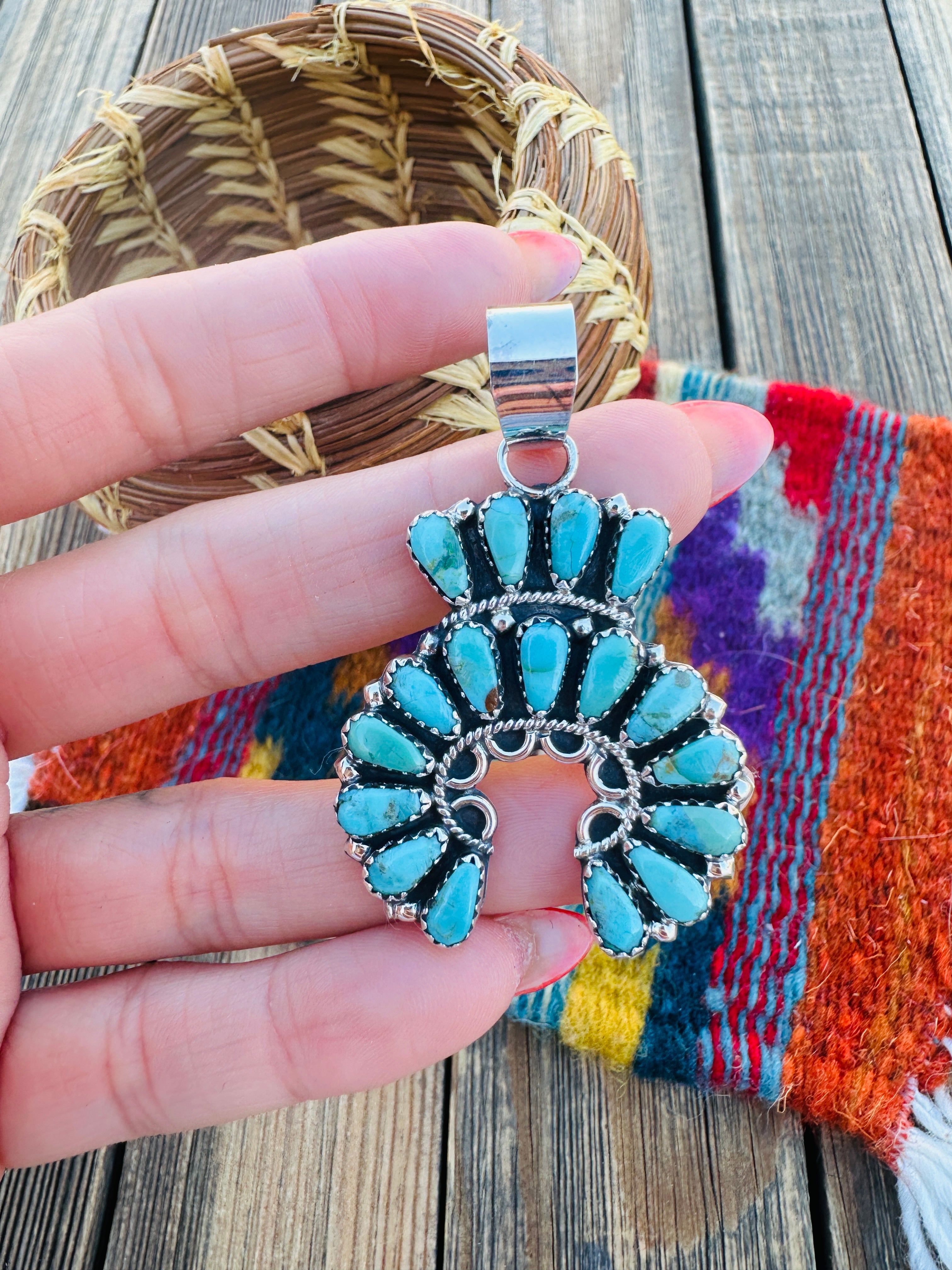 Handcrafted Sterling Silver & Turquoise Naja Pendant