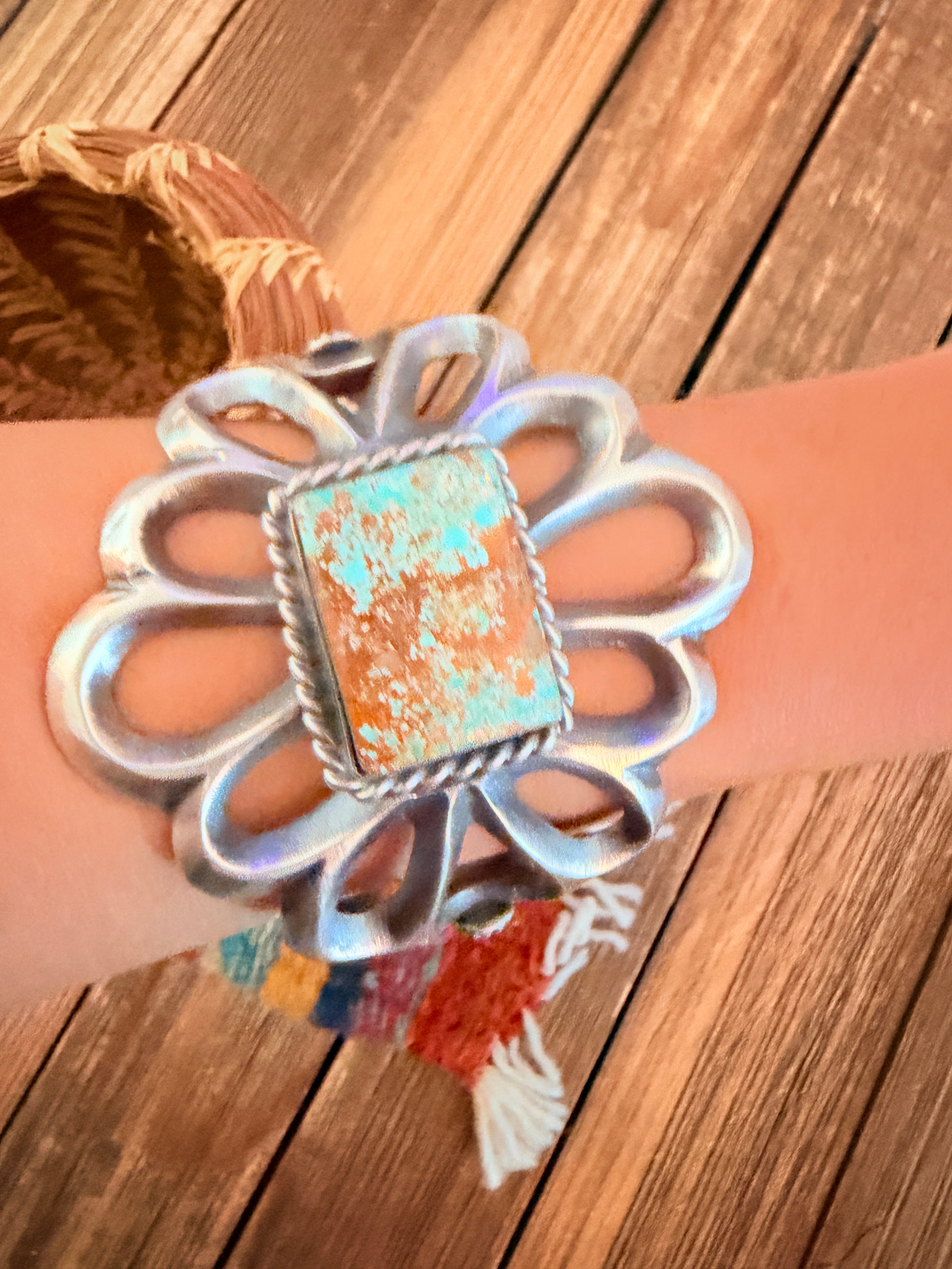 Handcrafted Sterling Silver & Number 8 Turquoise Cuff Bracelet by Chimney Butte