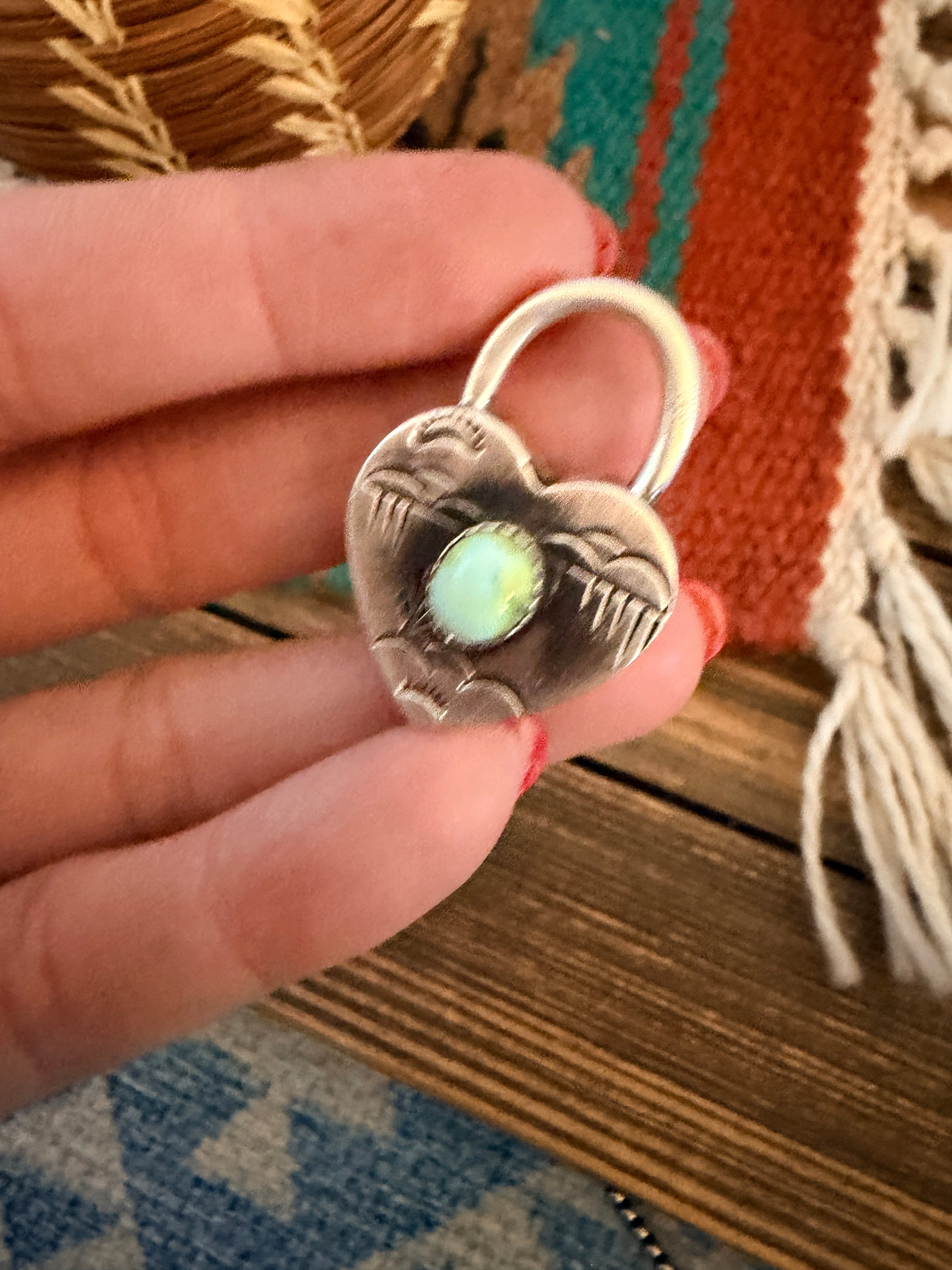 Handcrafted Sterling Silver & Sonoran Mountain Turquoise Heart Locket Pendant
