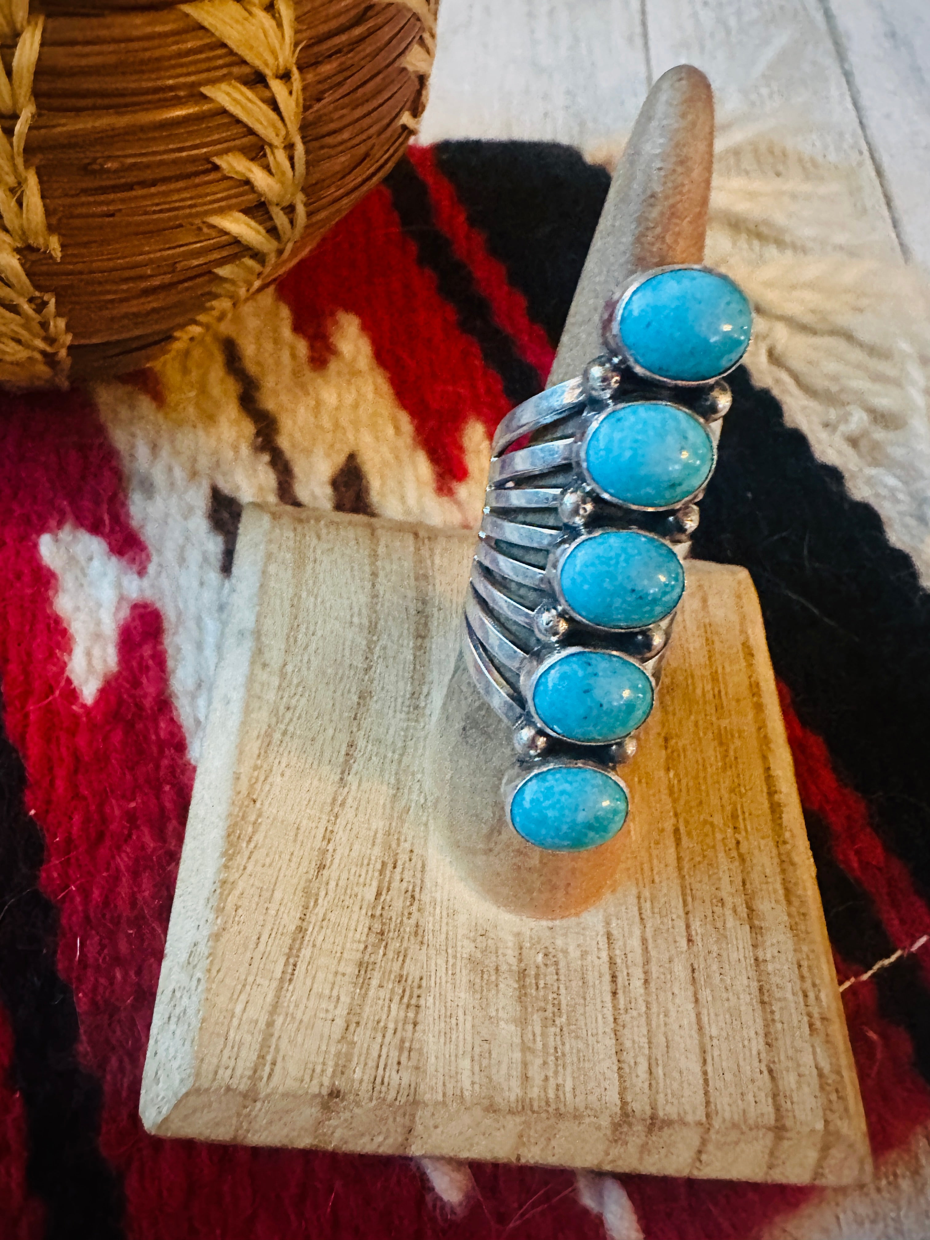 Handcrafted Turquoise & Sterling Silver Climber Ring