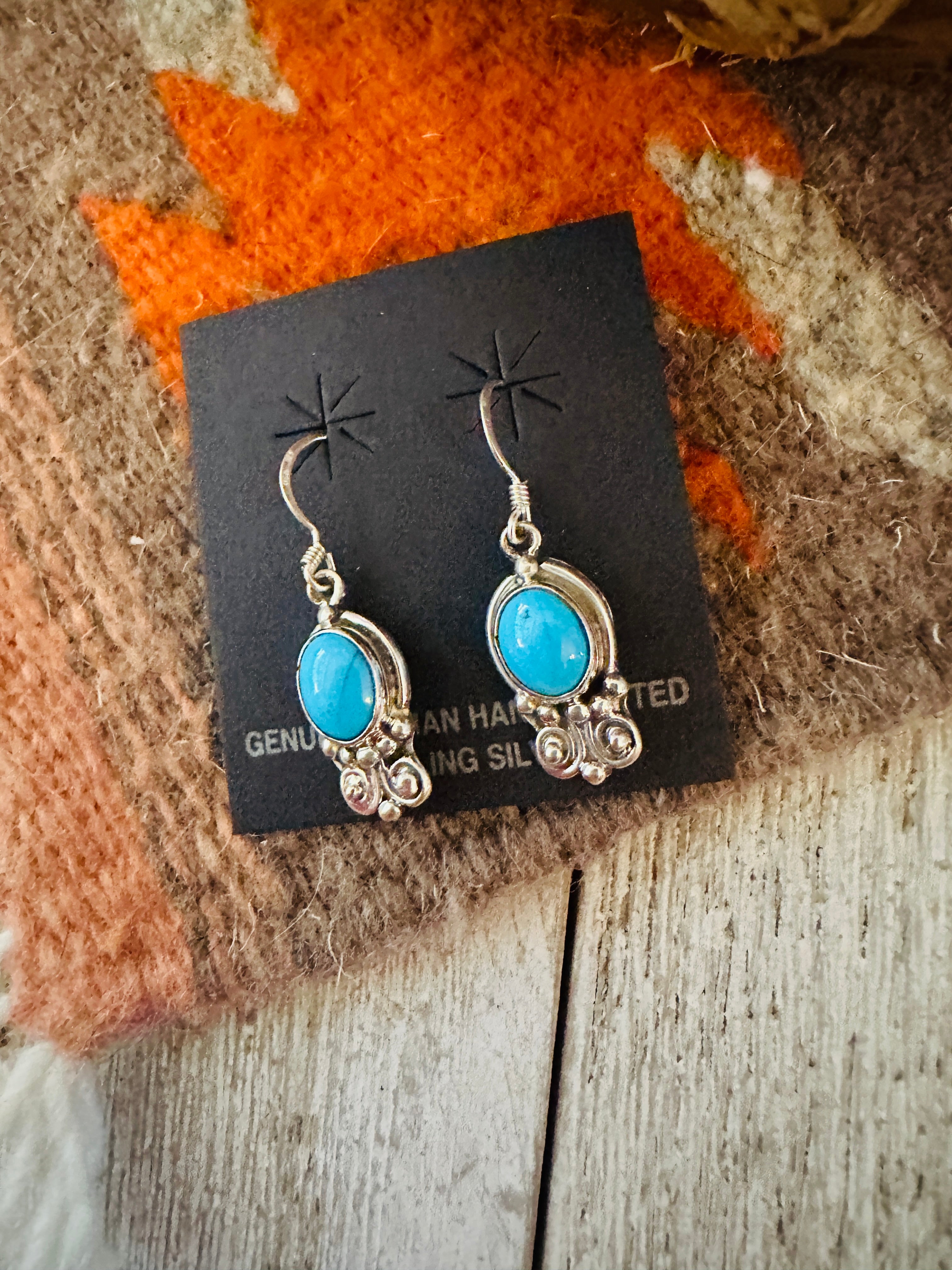 Handcrafted Sterling Silver & Turquoise Dangle Earrings