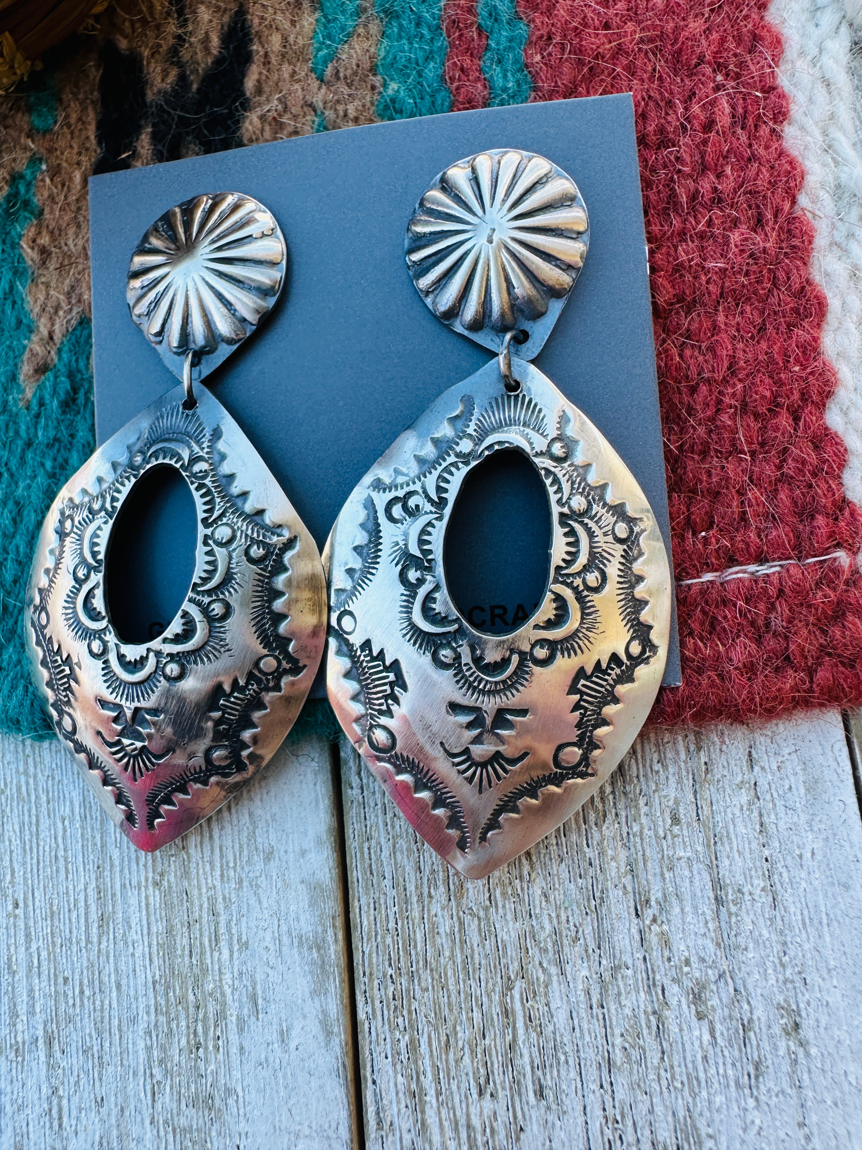 Handcrafted Sterling Silver Concho Dangle Earrings
